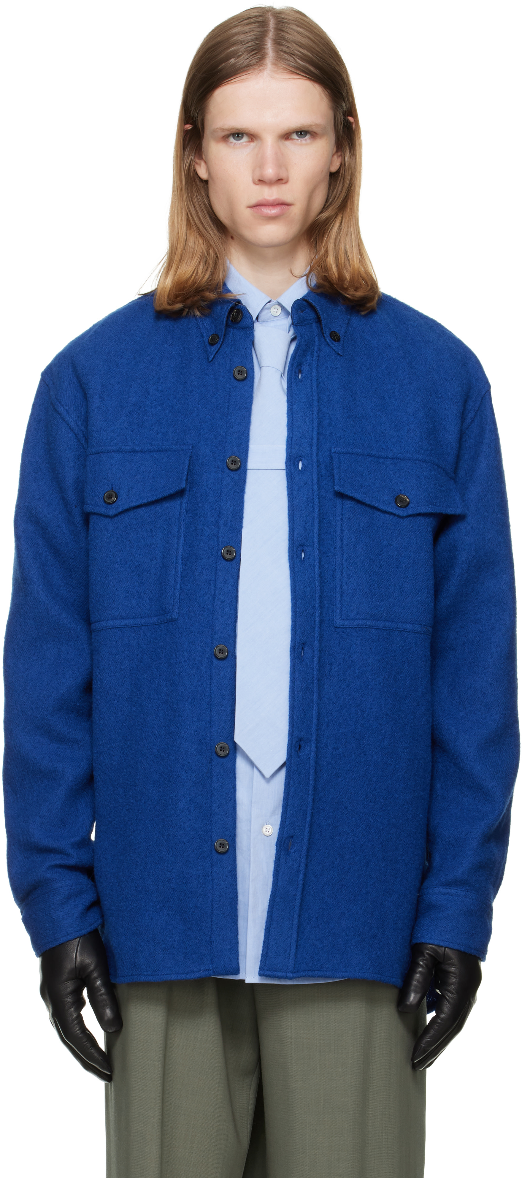 Dries Van Noten - Blue Wool Overshirt