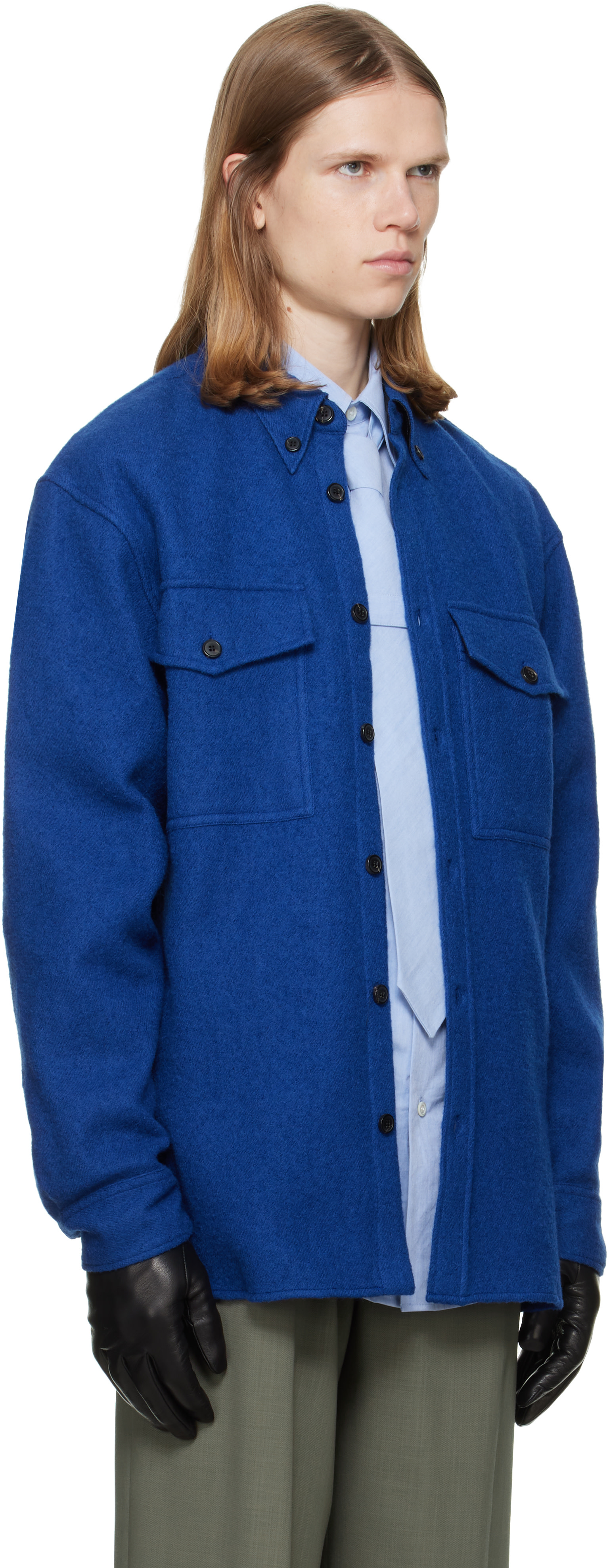 Dries Van Noten - Blue Wool Overshirt
