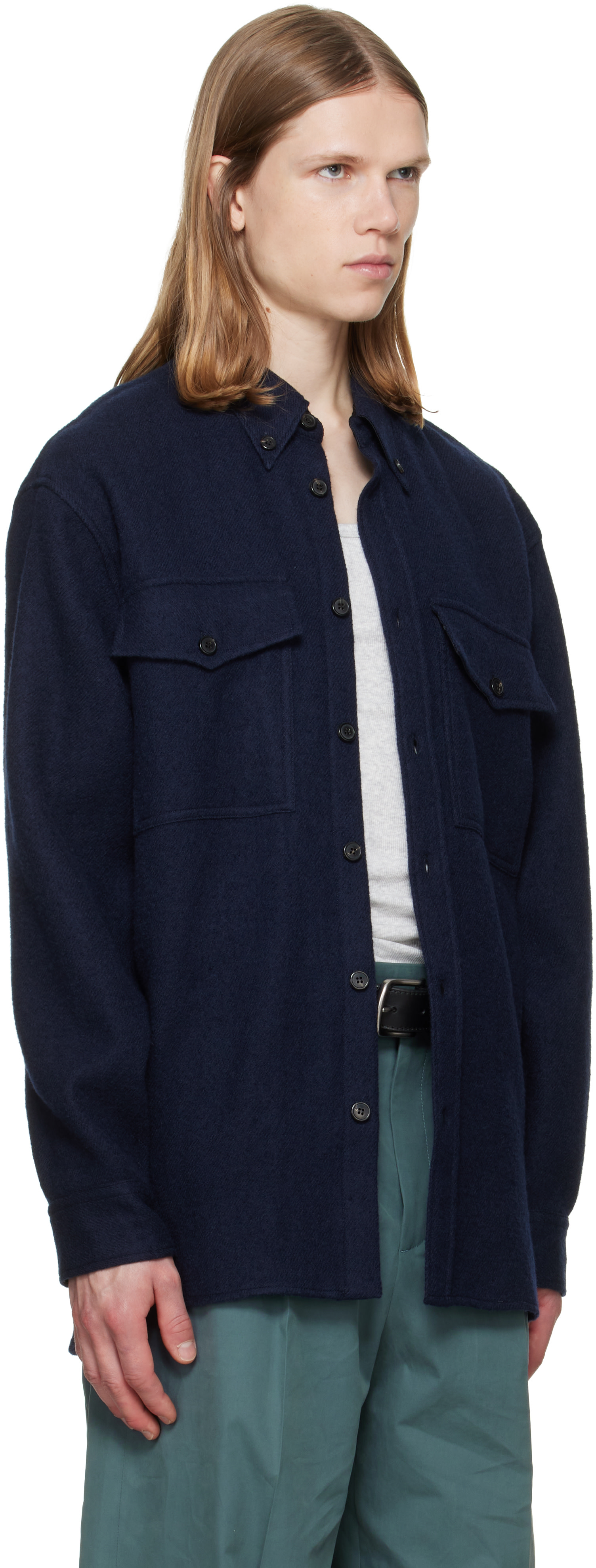 Dries Van Noten - Navy Wool Overshirt