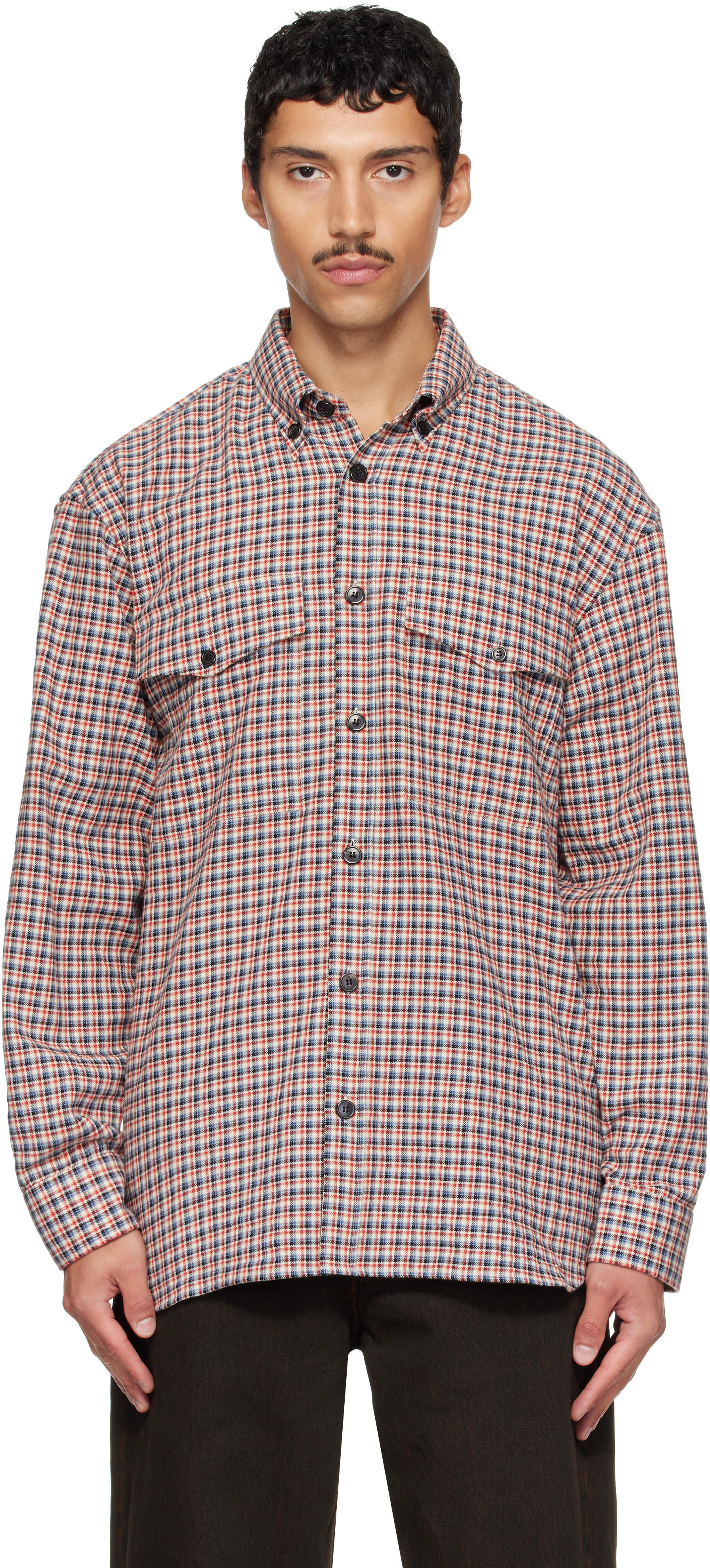 DRIES VAN NOTEN 20aw チェックシャツ34 Dries Van Noten: Red Loose Flannel Shirt | SSENSE