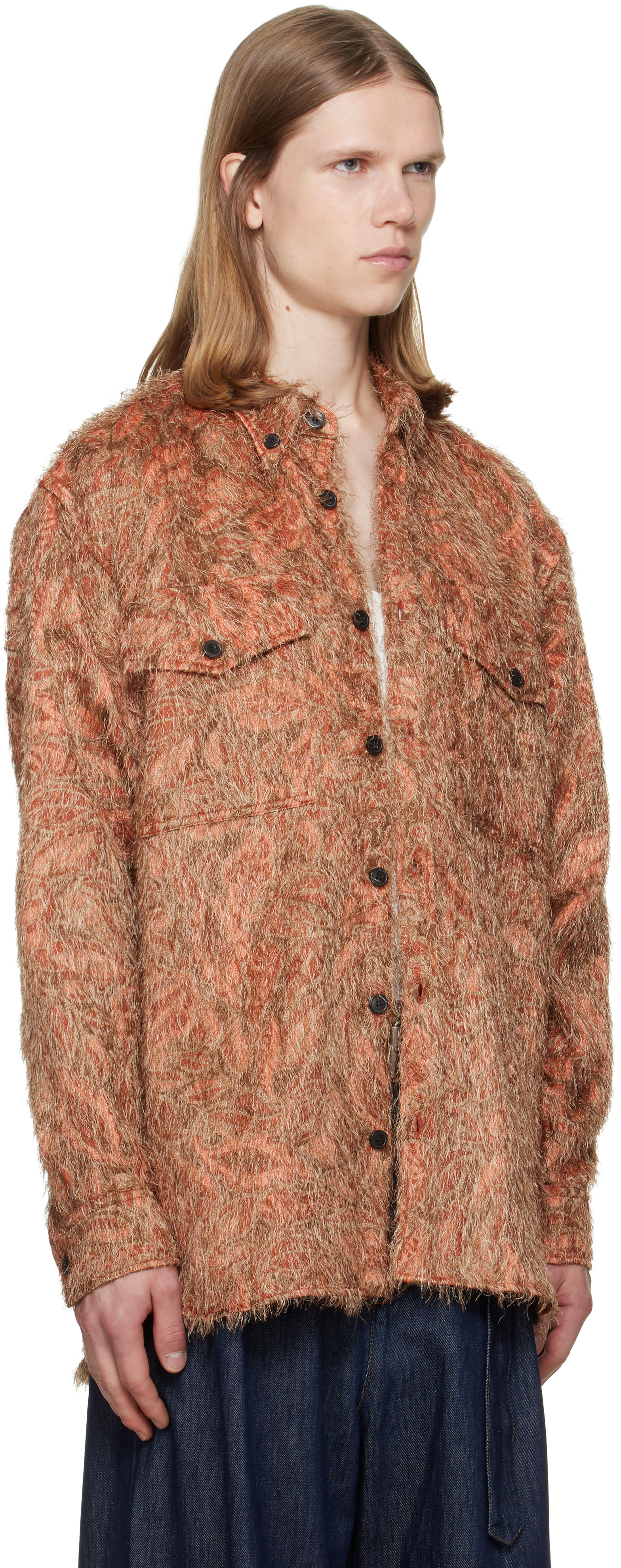 Dries Van Noten: Orange Loose Shag Shirt | SSENSE