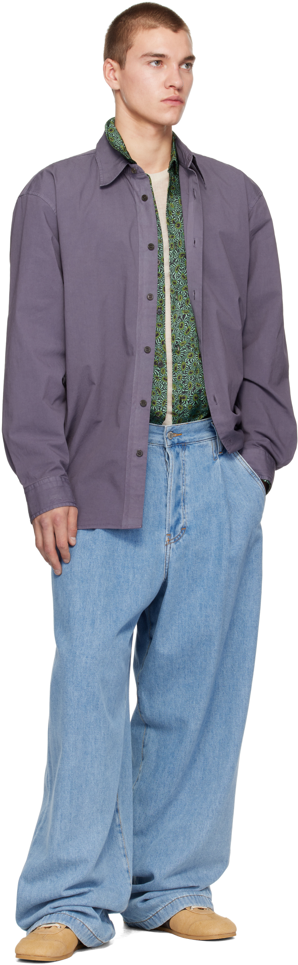 Dries Van Noten: パープル コットンポプリン シャツ | SSENSE 日本