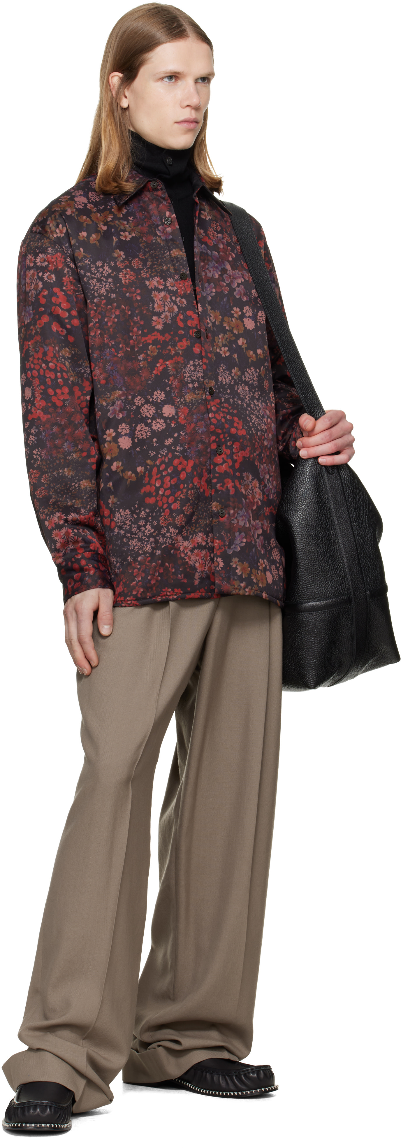 Dries Van Noten: Purple Padded Floral Overshirt | SSENSE