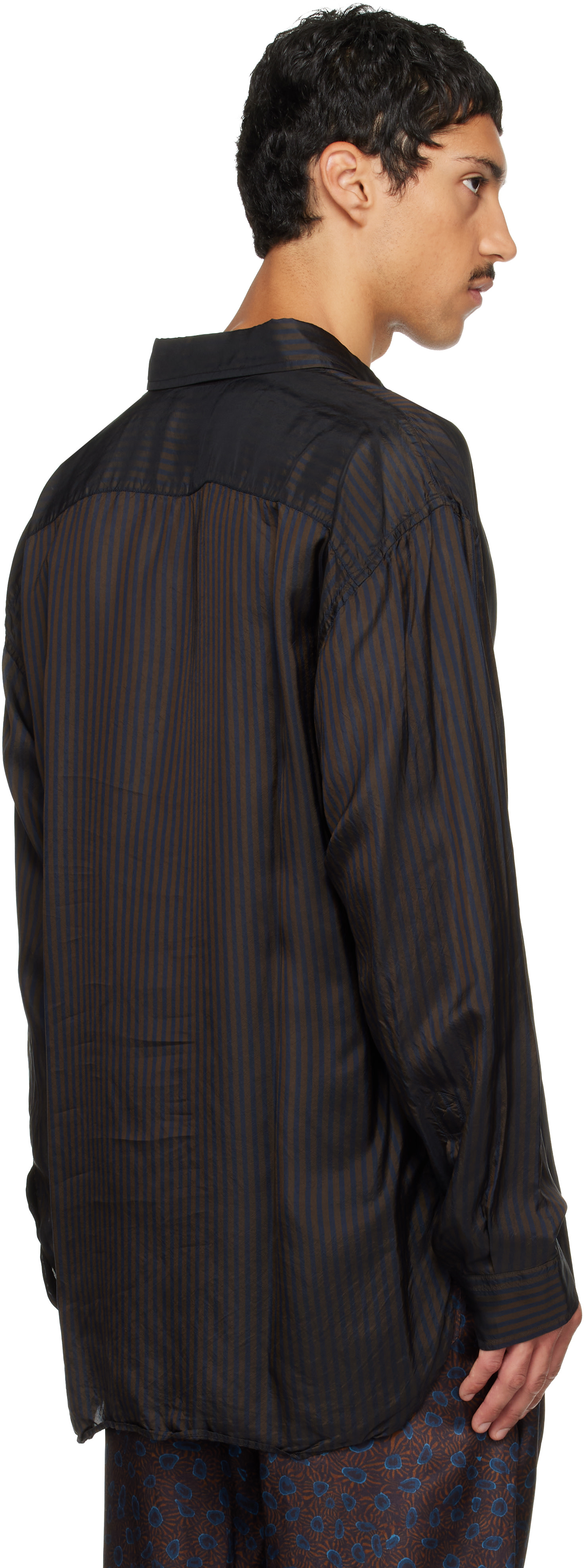 Dries Van Noten - Chemise brune à rayures