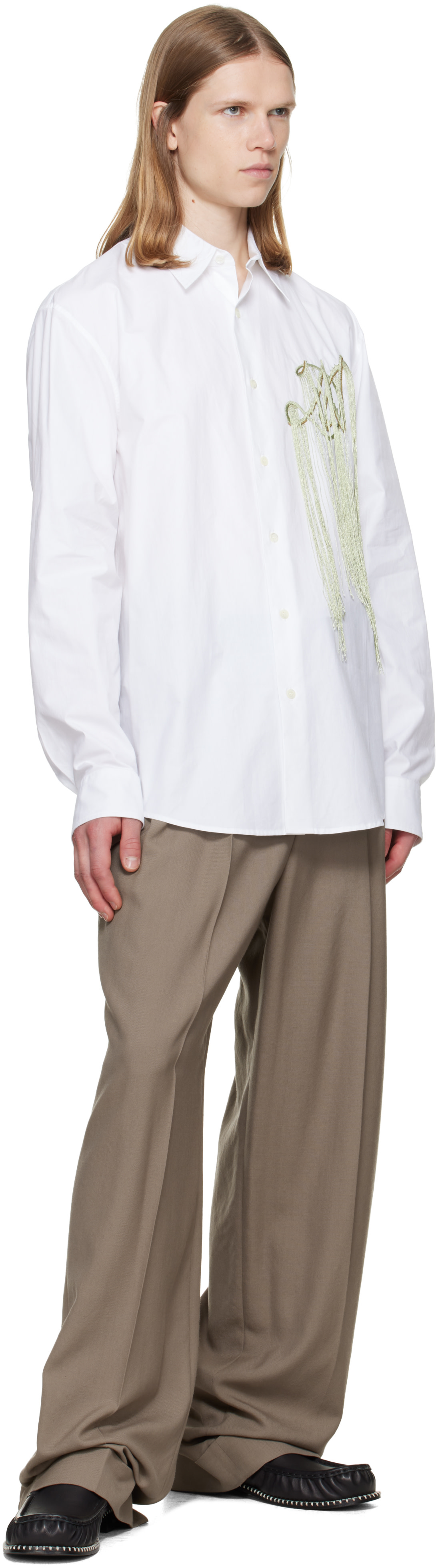 Dries Van Noten: White Embroidered Cotton Shirt | SSENSE
