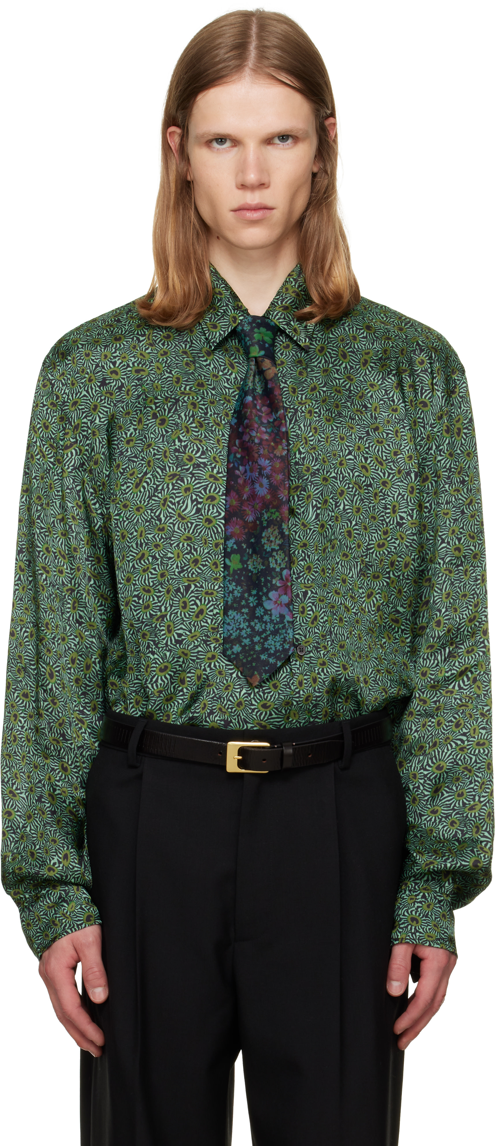 Dries Van Noten: Green Floral Shirt | SSENSE United Arab Emirates
