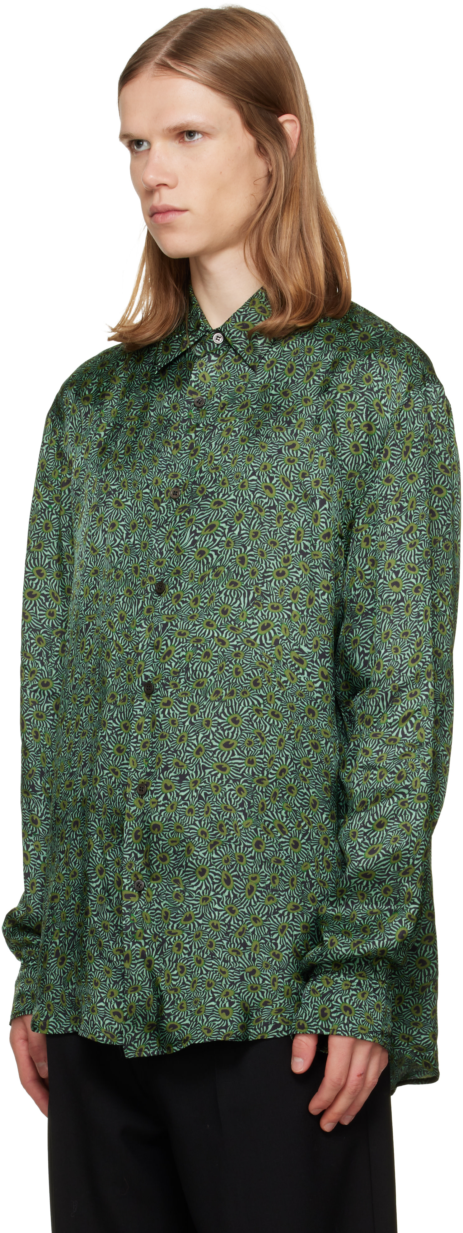 Dries Van Noten: グリーン フローラル シャツ | SSENSE 日本