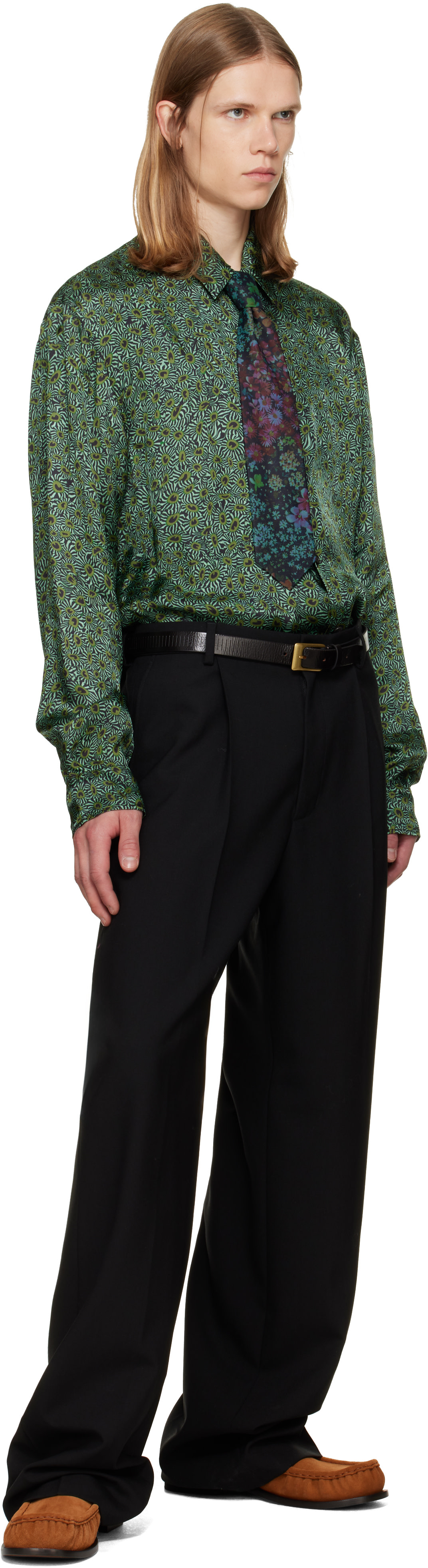 Dries Van Noten: グリーン フローラル シャツ | SSENSE 日本