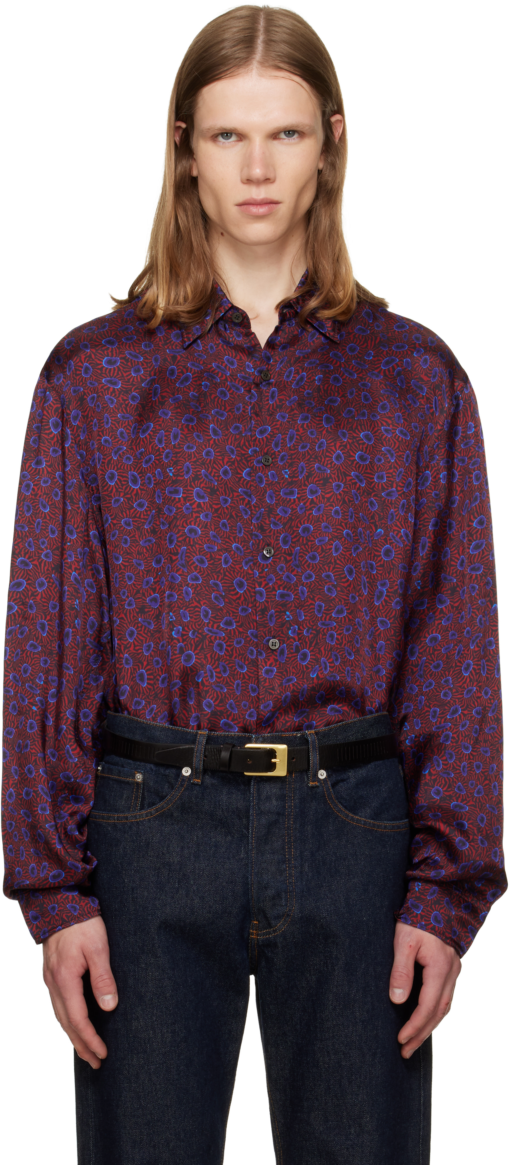 Dries Van Noten: Red & Purple Floral Shirt | SSENSE