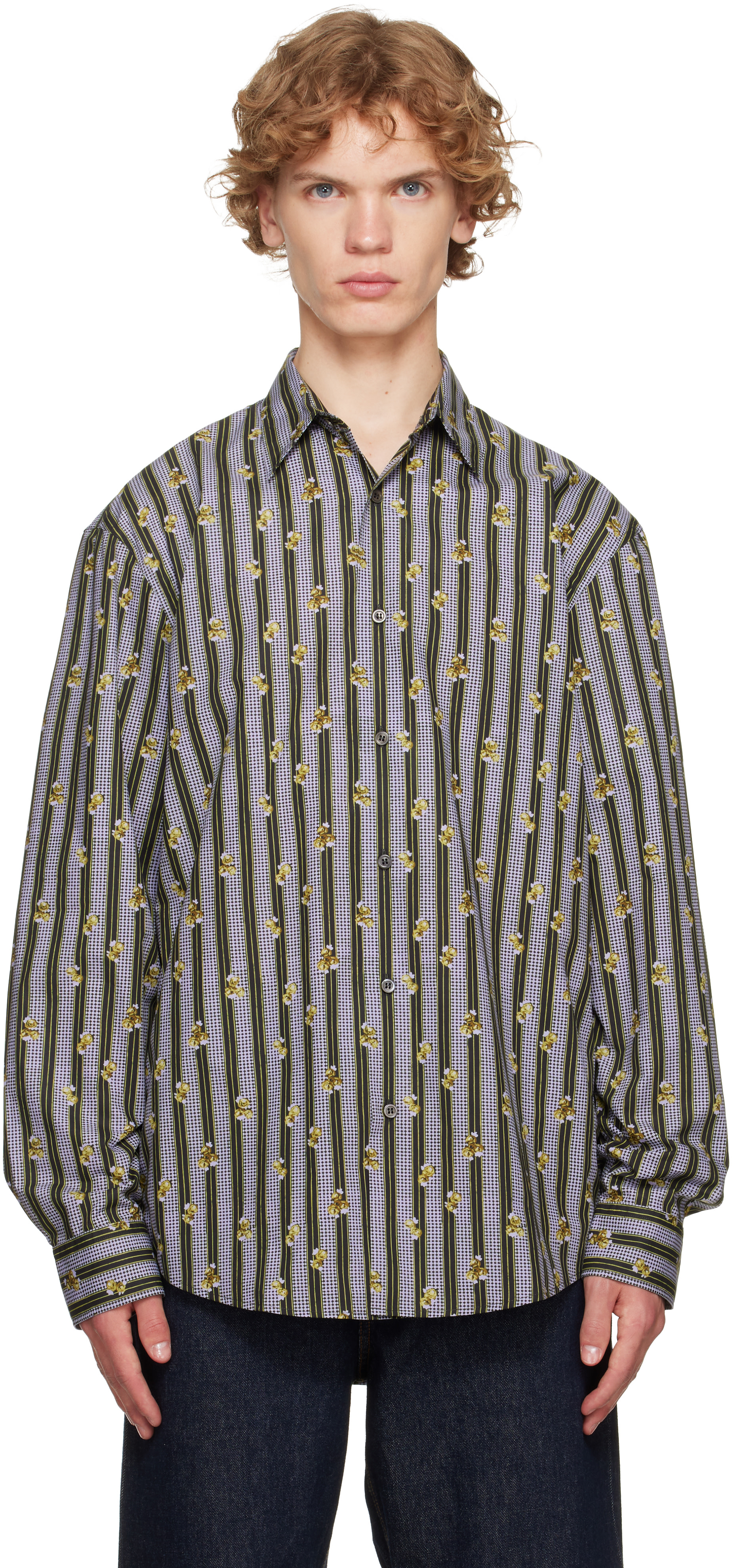 Dries Van Noten: パープル＆グリーン コットン シャツ | SSENSE 日本