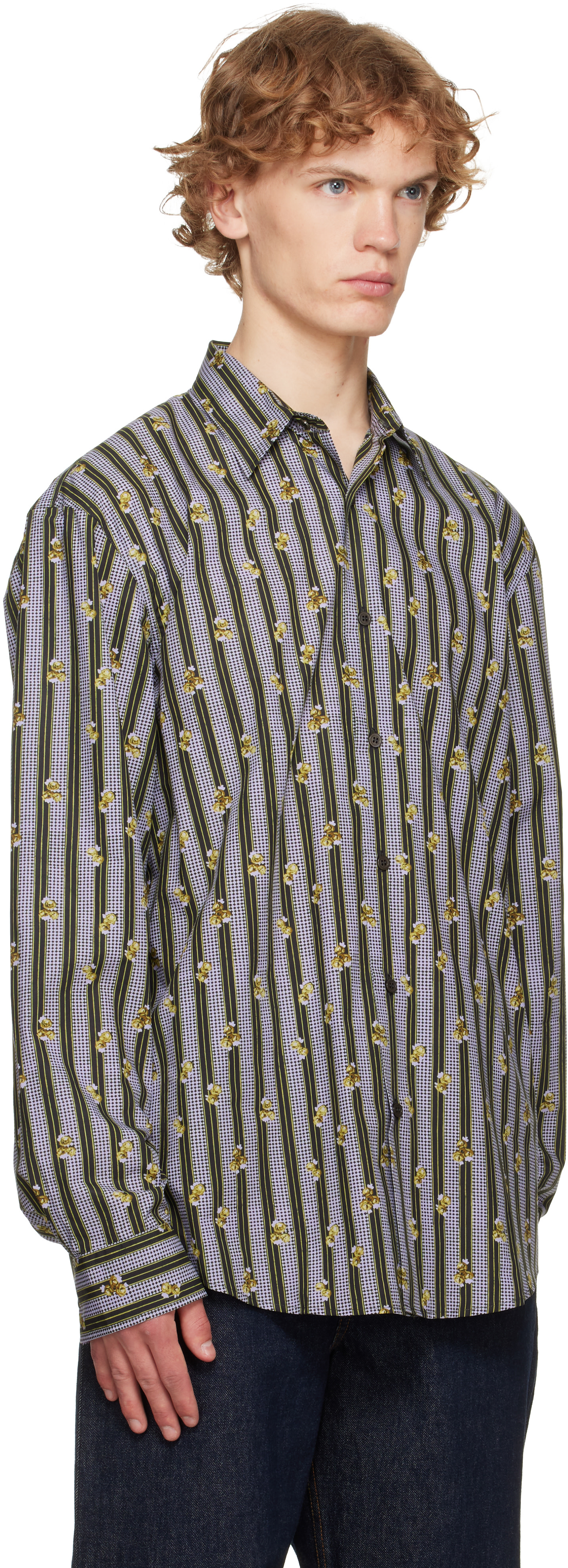 Dries Van Noten: パープル＆グリーン コットン シャツ | SSENSE 日本