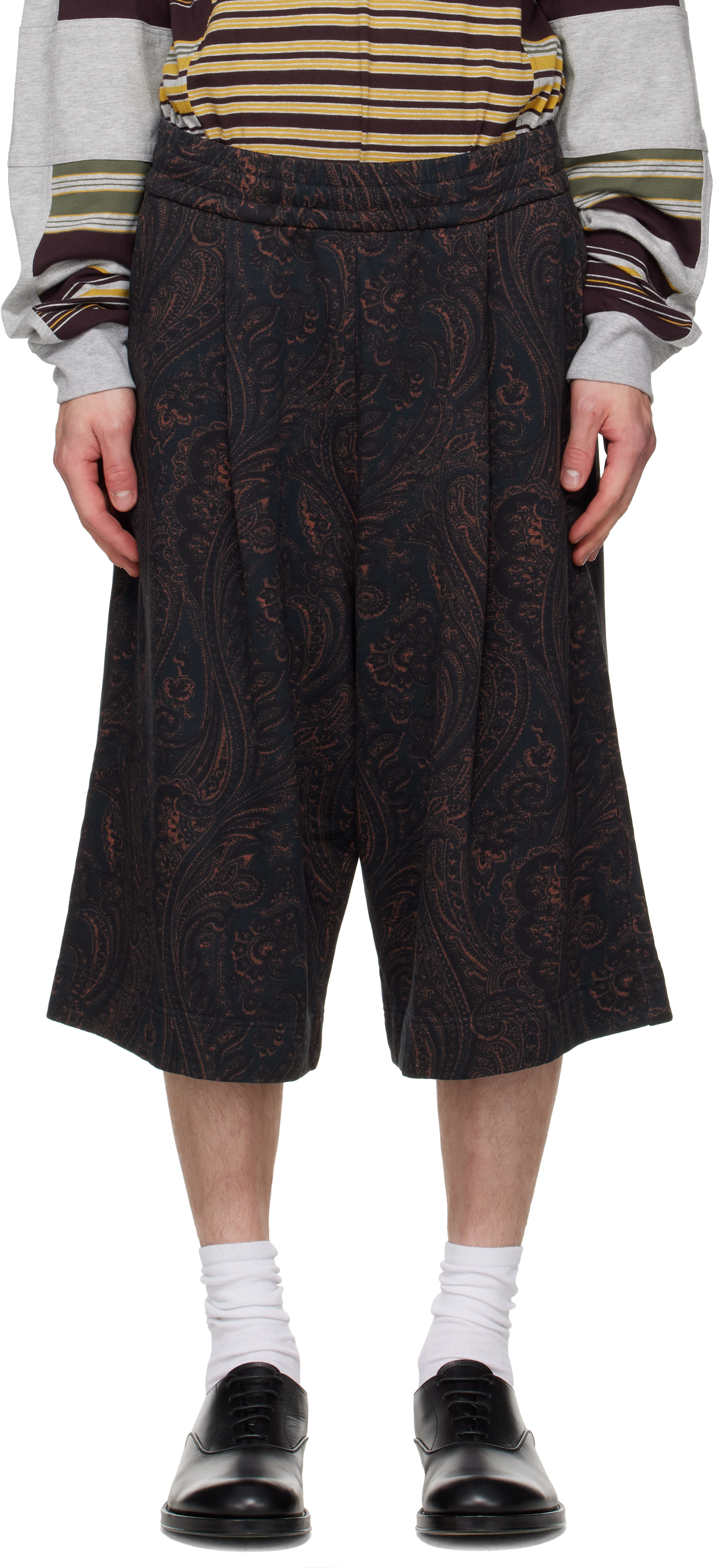 Dries Van Noten: ネイビー ペイズリー ショートパンツ | SSENSE 日本