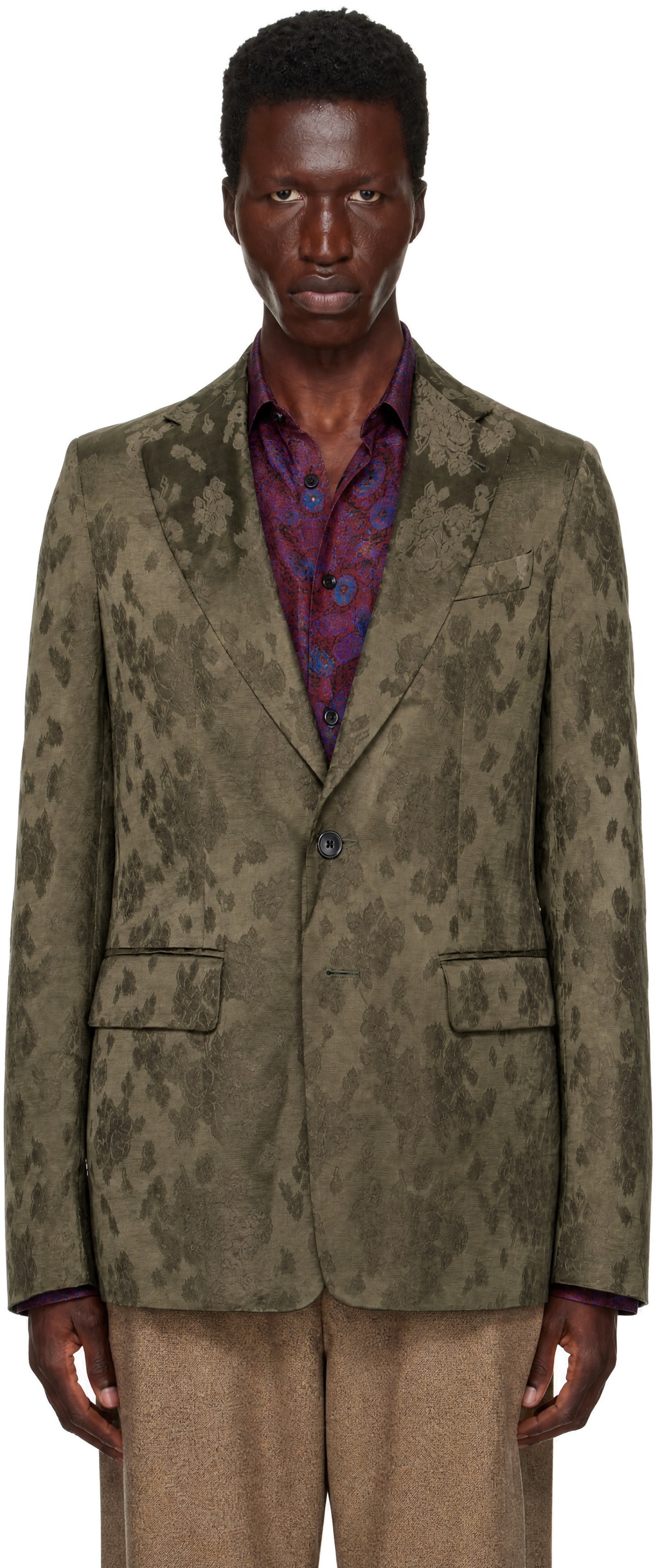 Dries Van Noten - Green Jacquard Blazer