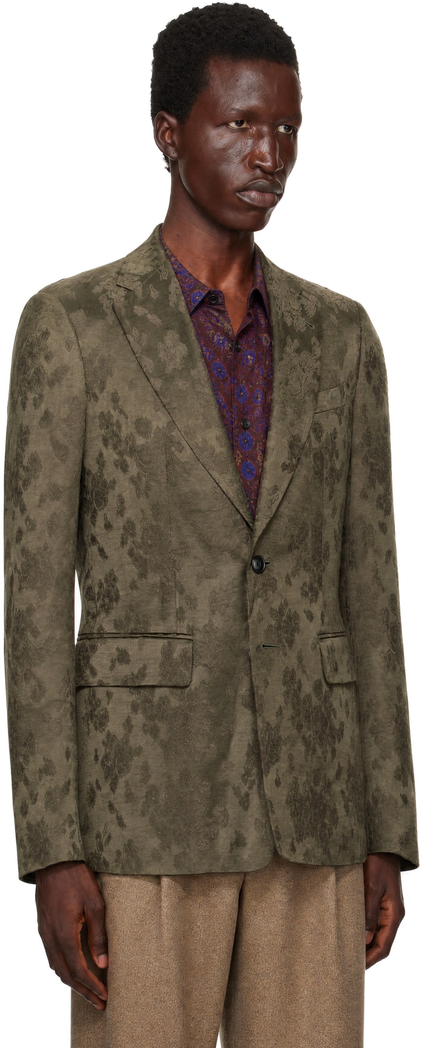 Dries Van Noten - Green Jacquard Blazer