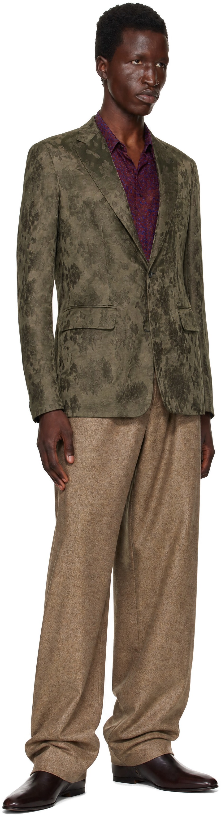 Dries Van Noten - Green Jacquard Blazer