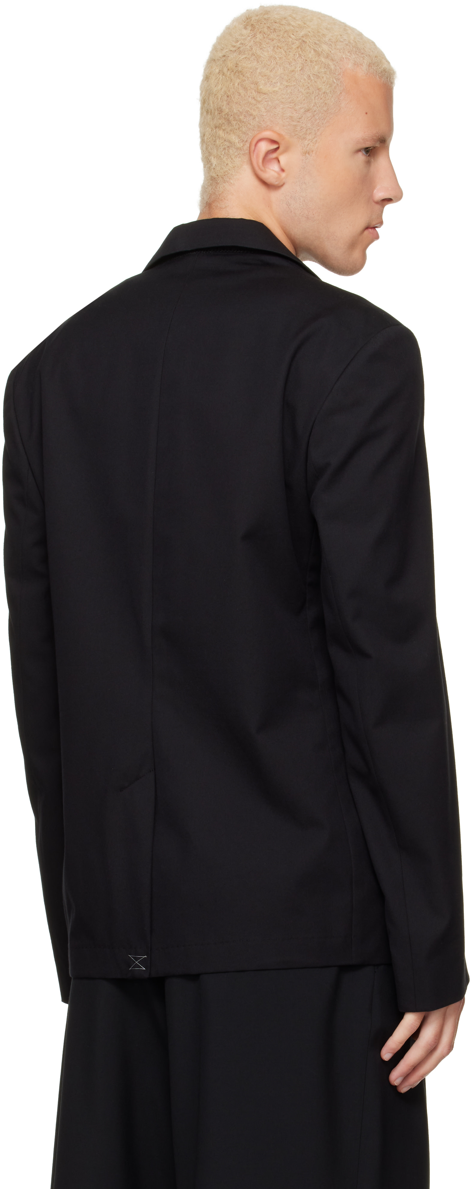 Dries Van Noten: ブラック Cotton & Wool Twill テーラードジャケット