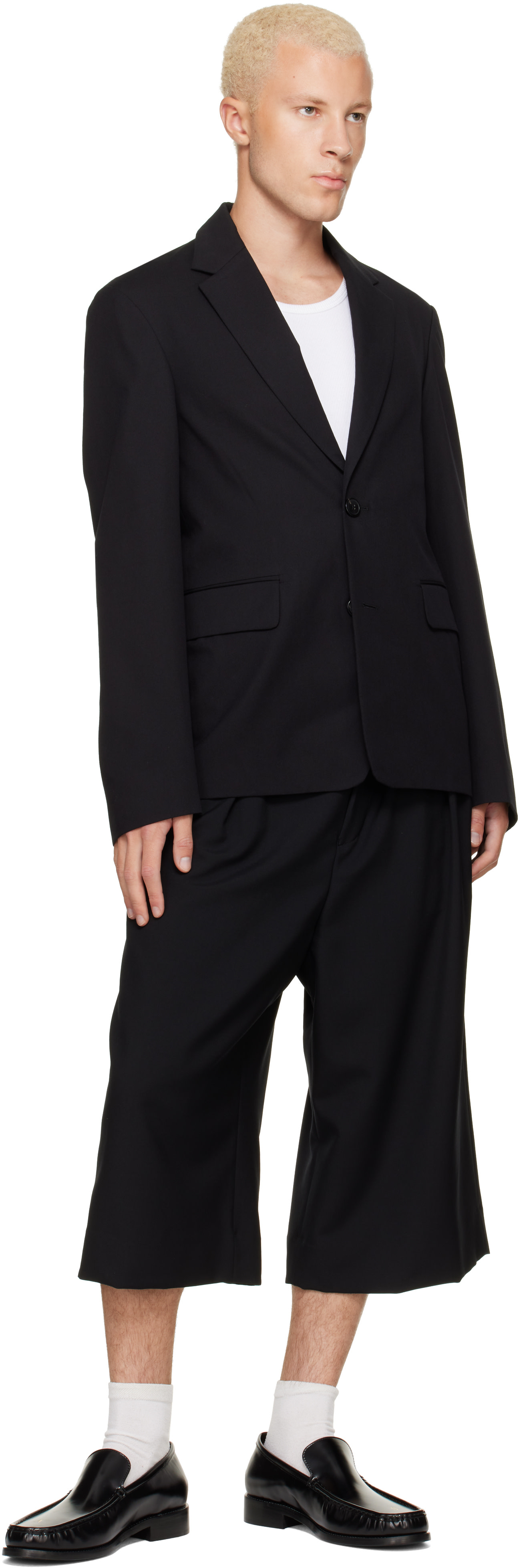 Dries Van Noten: ブラック Cotton & Wool Twill テーラードジャケット