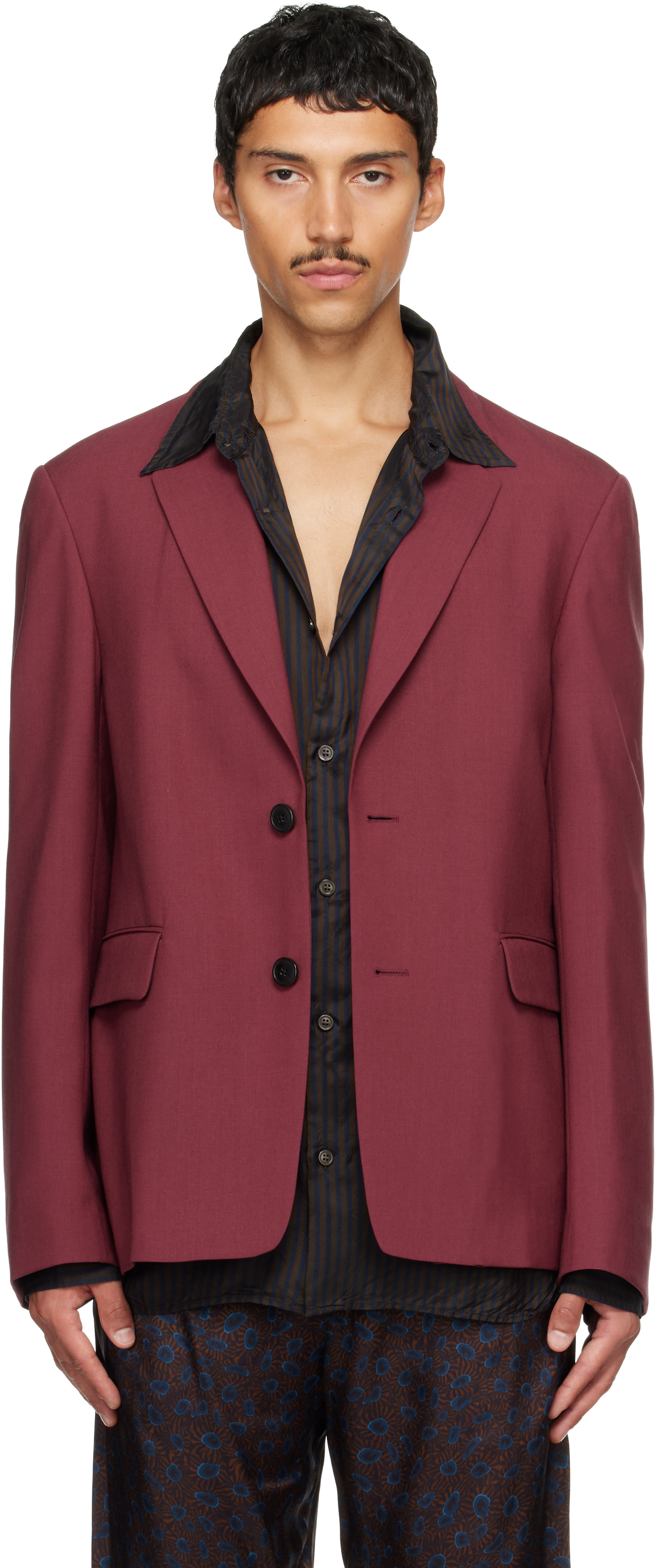 Dries Van Noten - Burgundy Wool Blazer