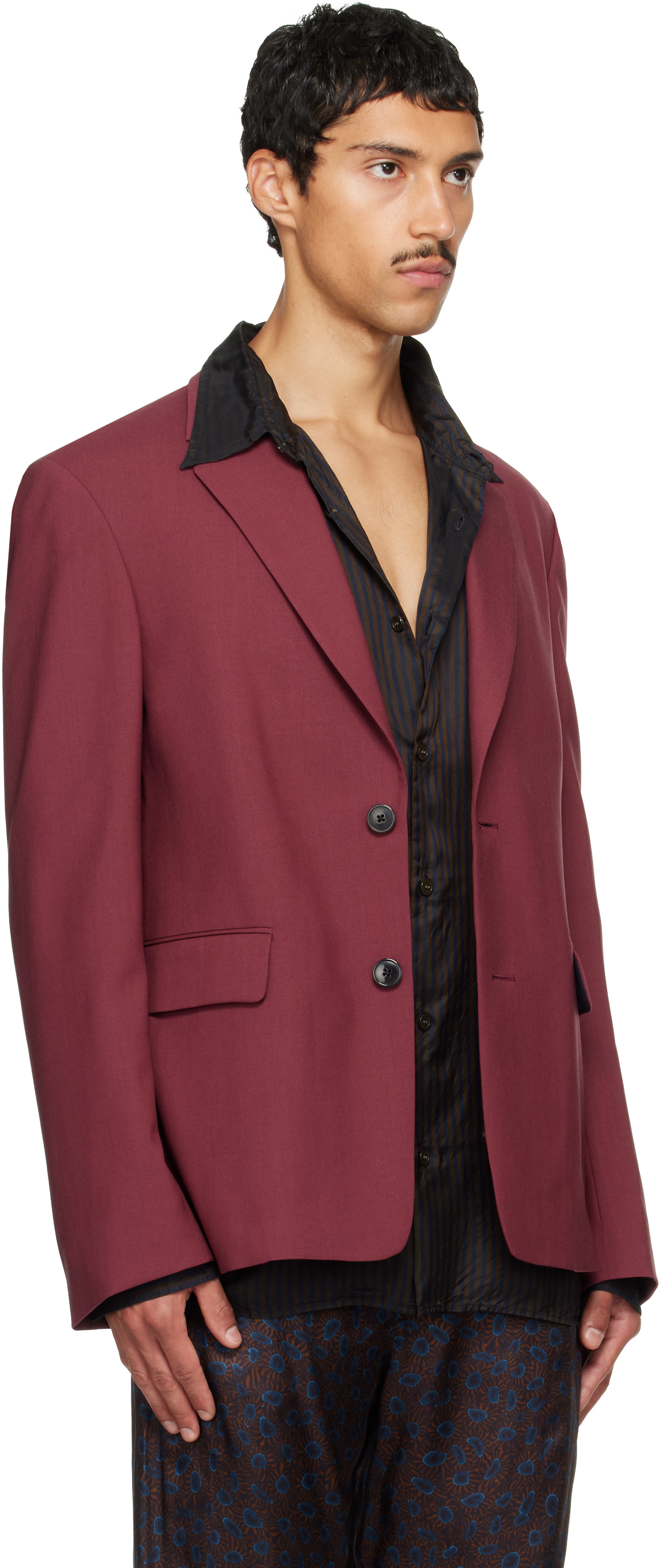 Dries Van Noten - Burgundy Wool Blazer