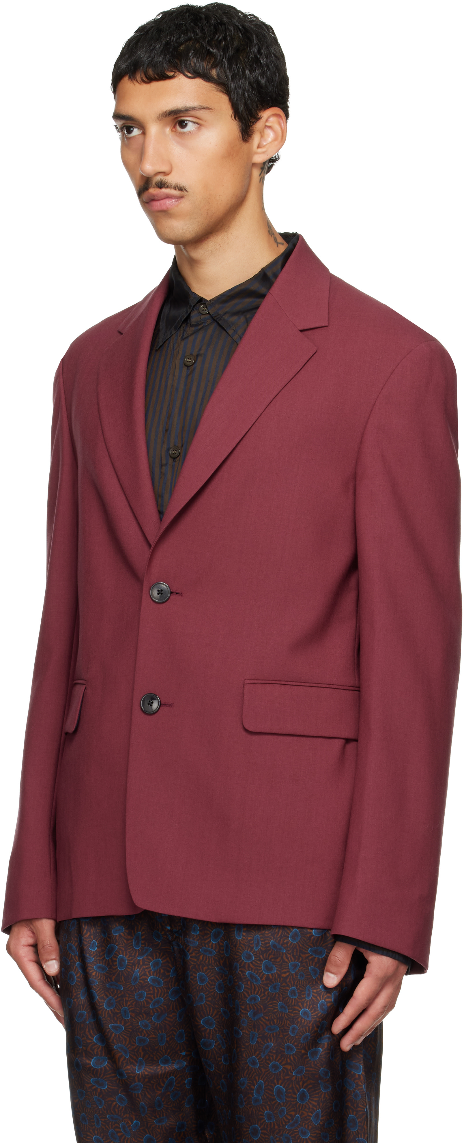 Dries Van Noten - Burgundy Wool Blazer