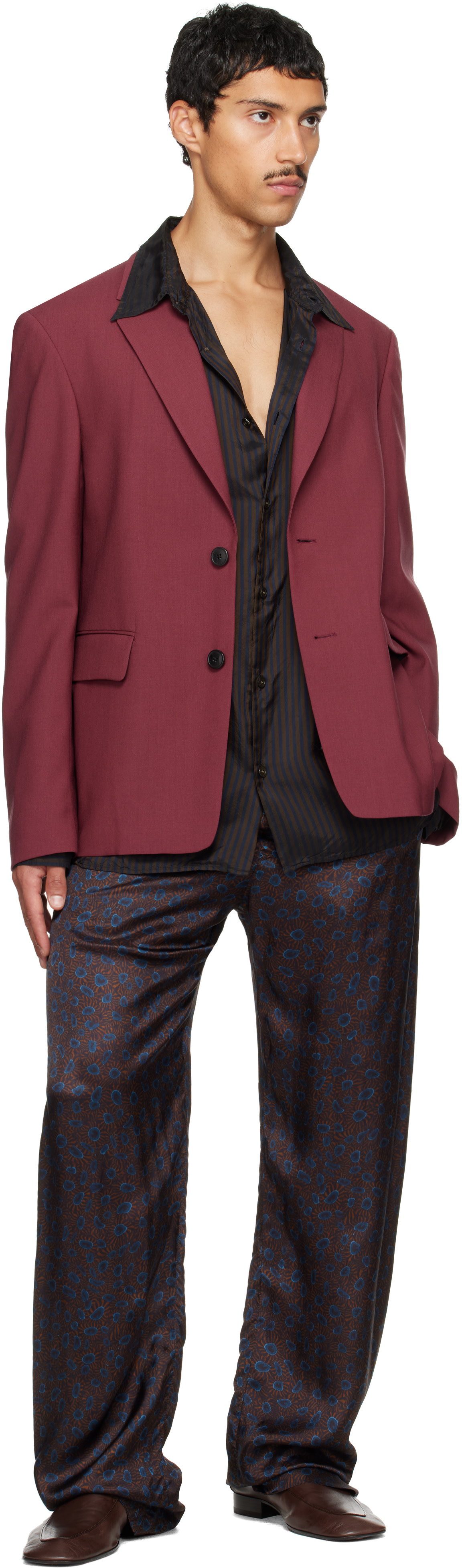 Dries Van Noten - Burgundy Wool Blazer