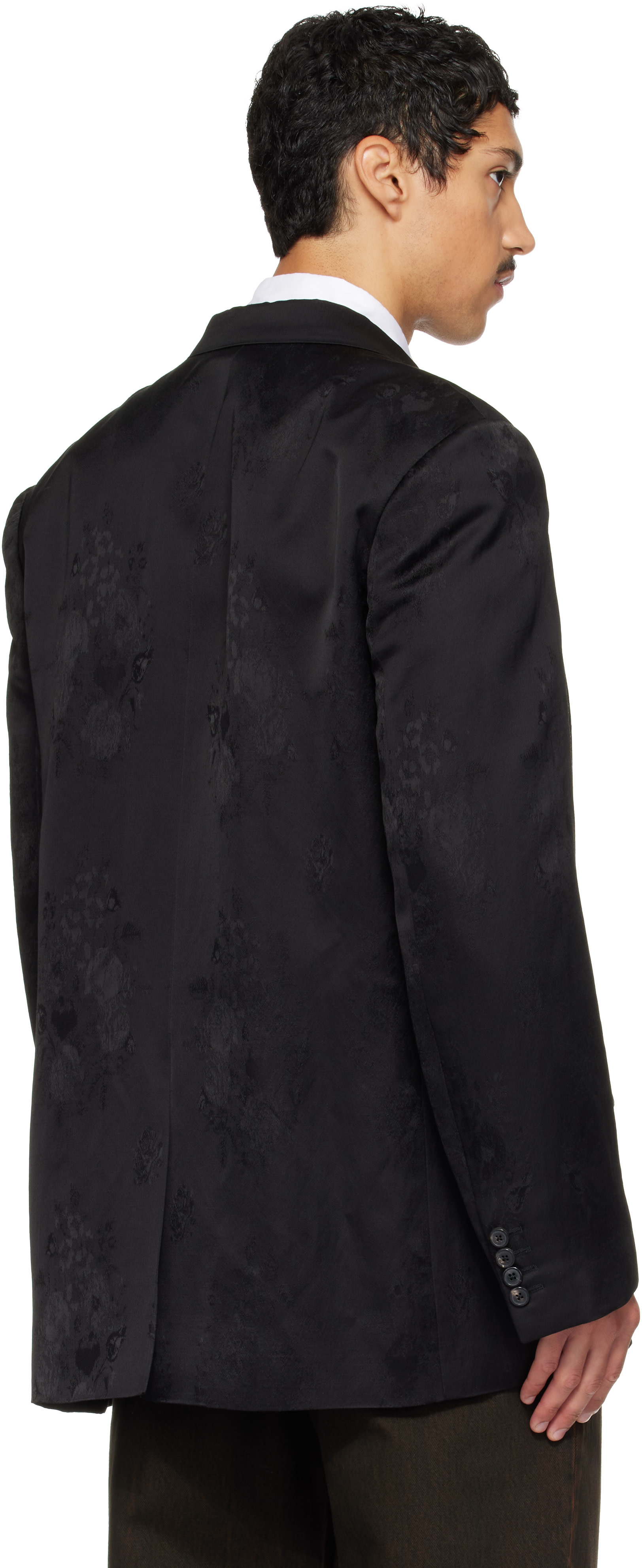 Dries Van Noten - Black Oversized Jacquard Blazer