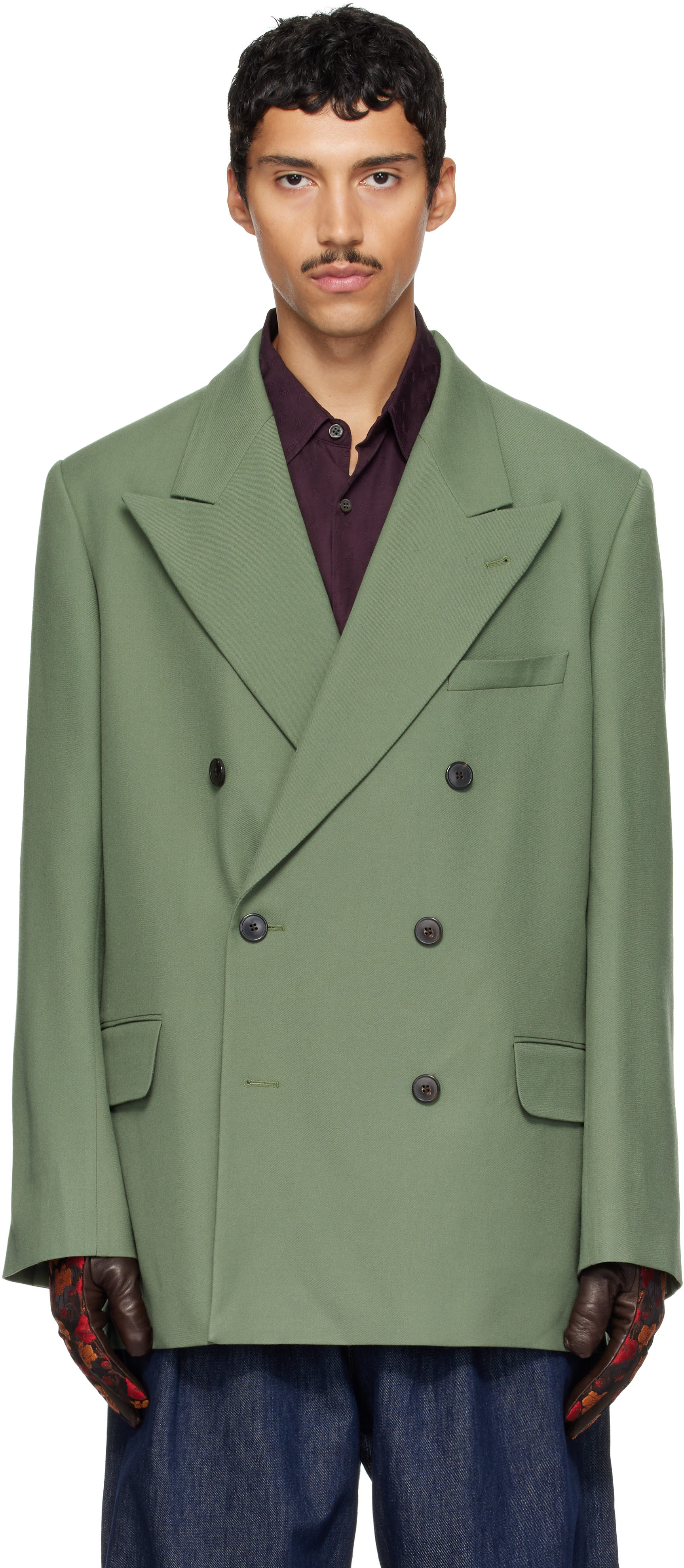 Dries Van Noten - Green Oversized Wool Blazer