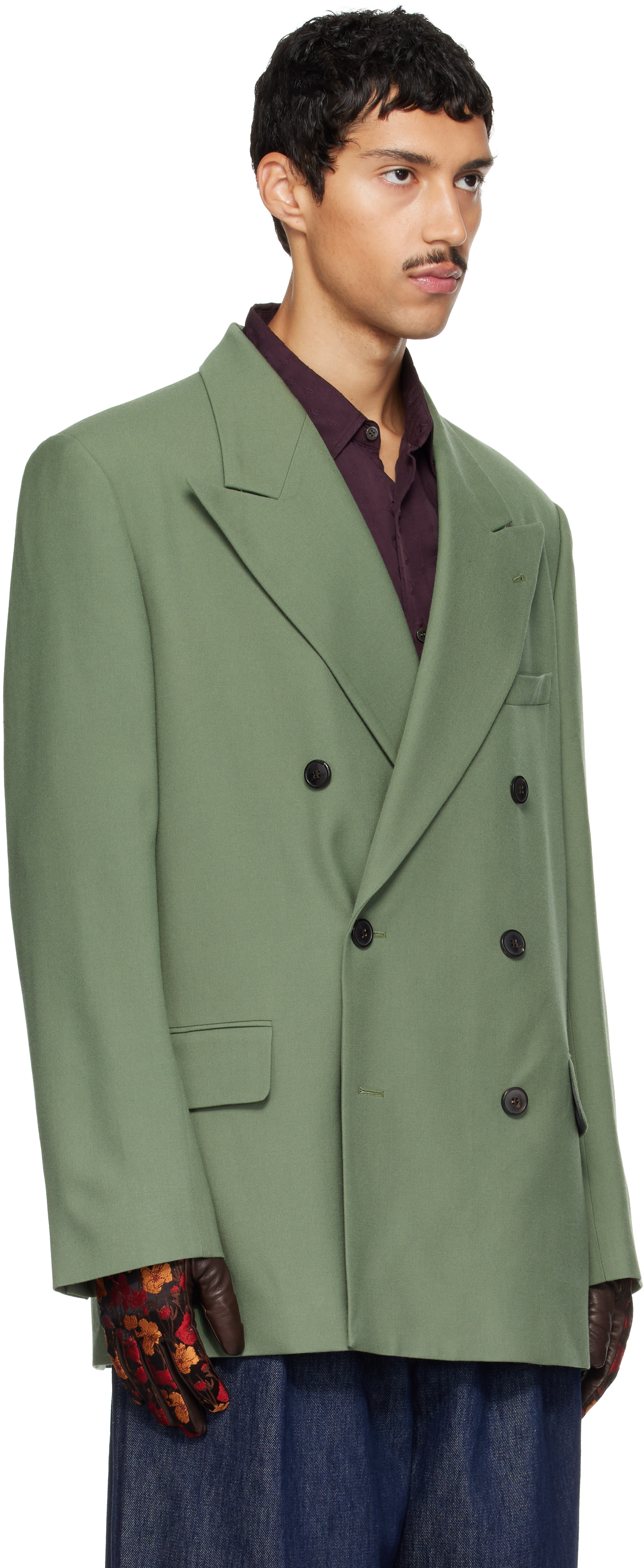 Dries Van Noten - Green Oversized Wool Blazer