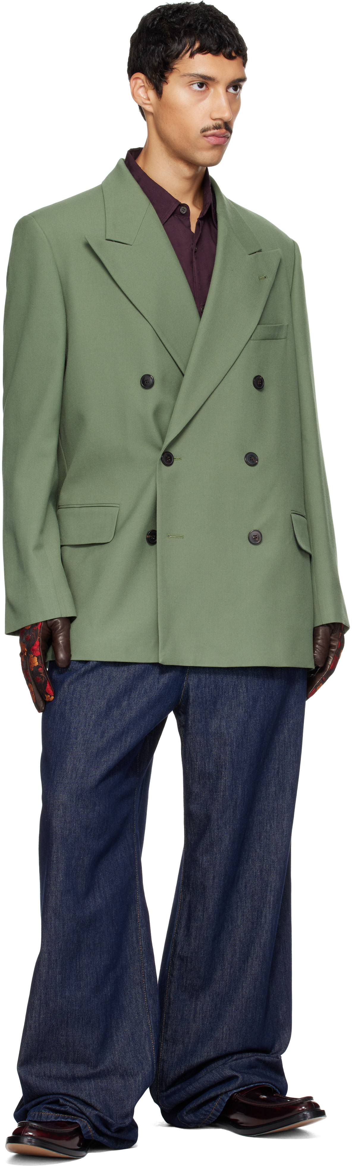 Dries Van Noten - Green Oversized Wool Blazer
