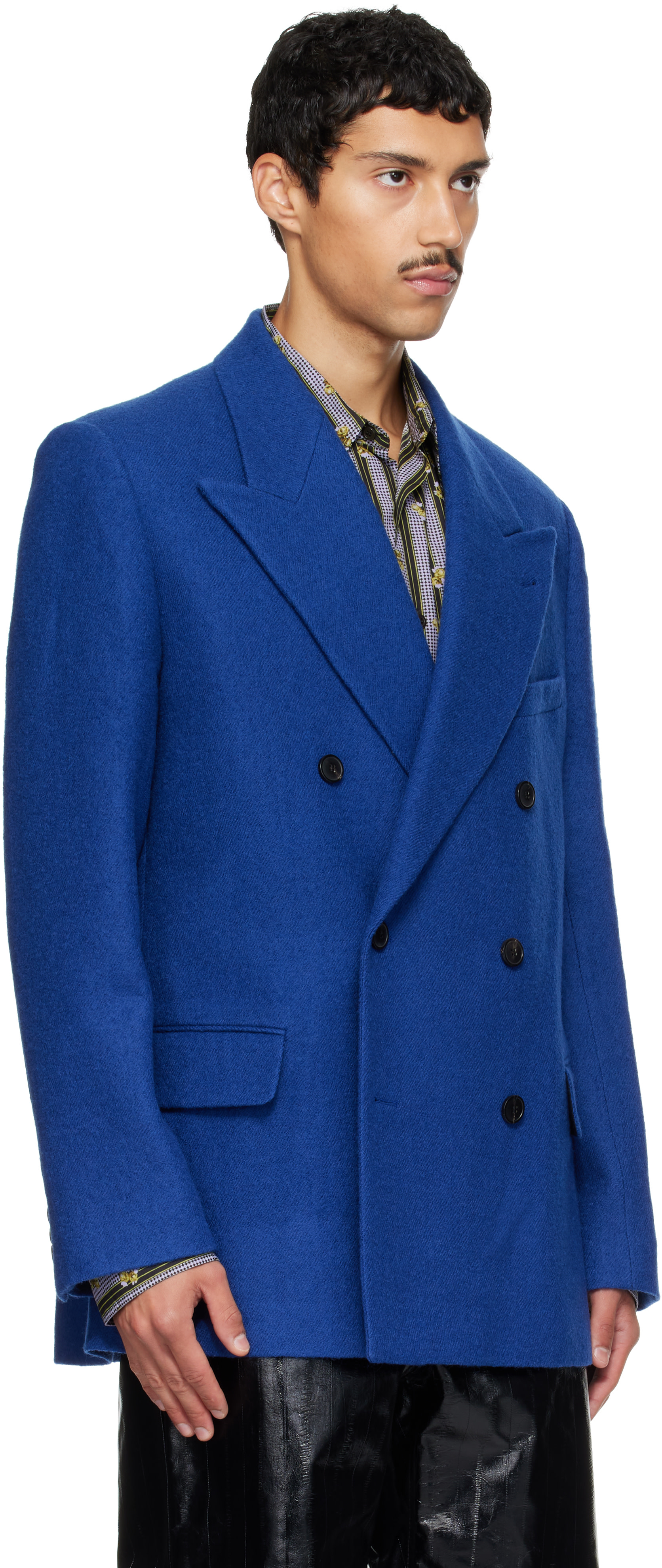 Dries Van Noten - Blue Oversized Wool Blazer
