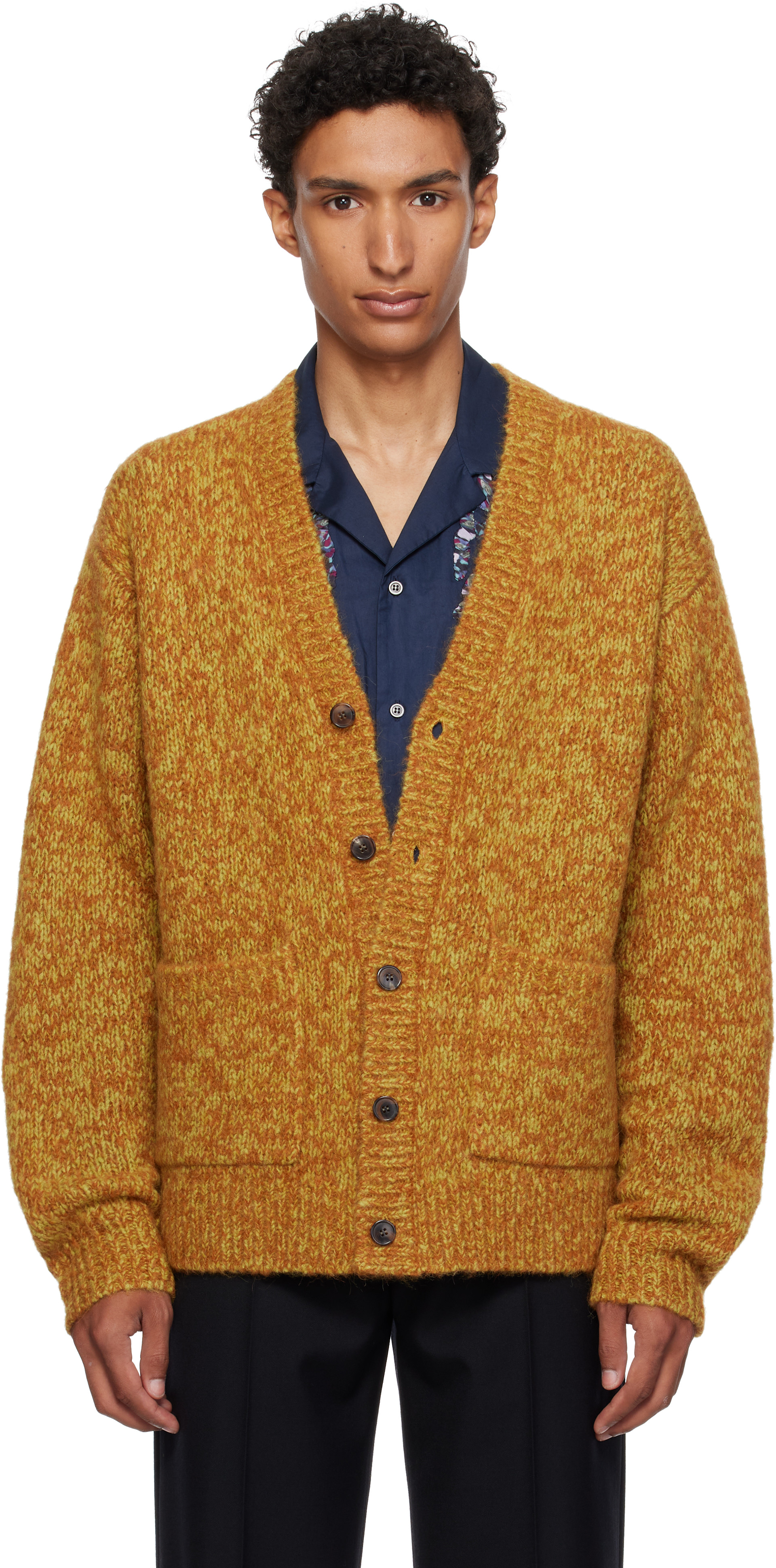 Dries Van Noten - 옐로우 알파카 가디건
