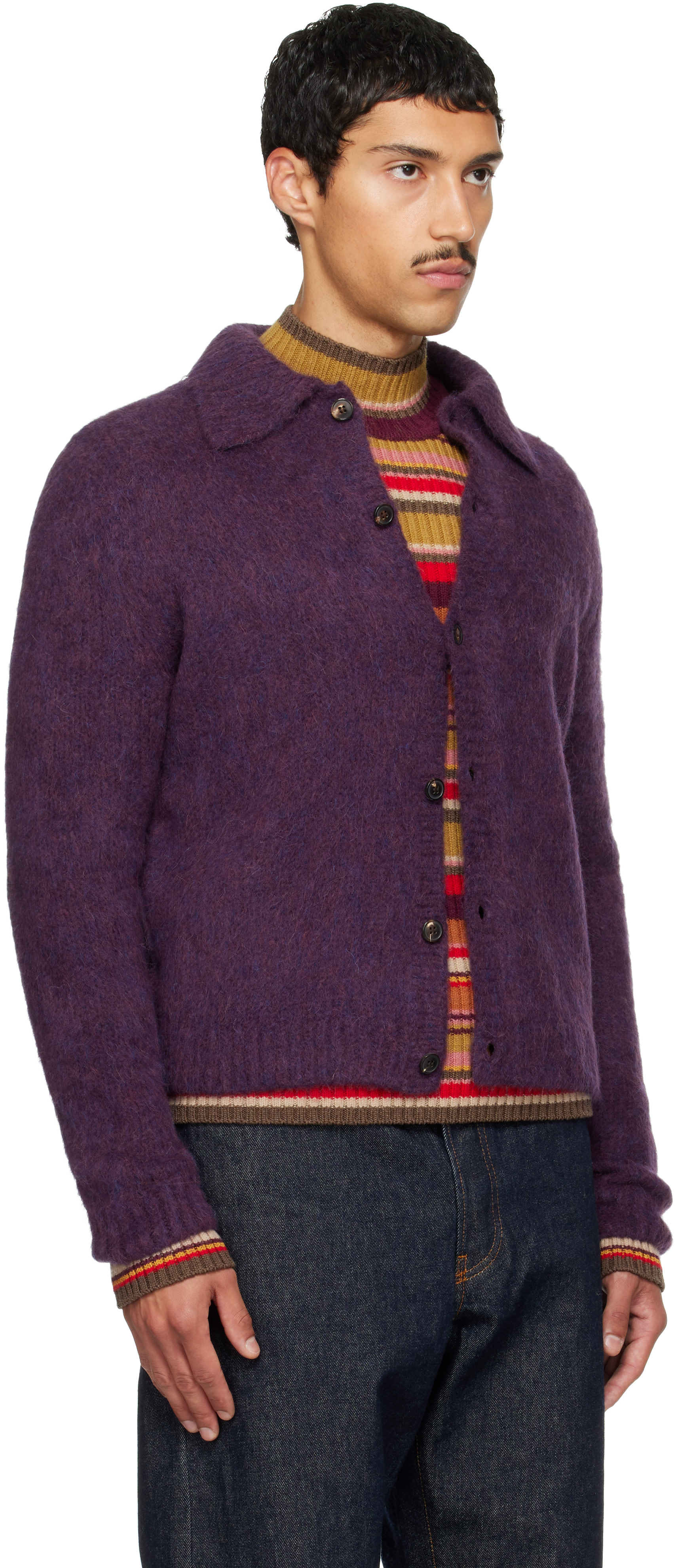 DRIES VAN NOTEN カーディガン 赤紫 M Dries Van Noten: パープル アルパカ カーディガン | SSENSE 日本