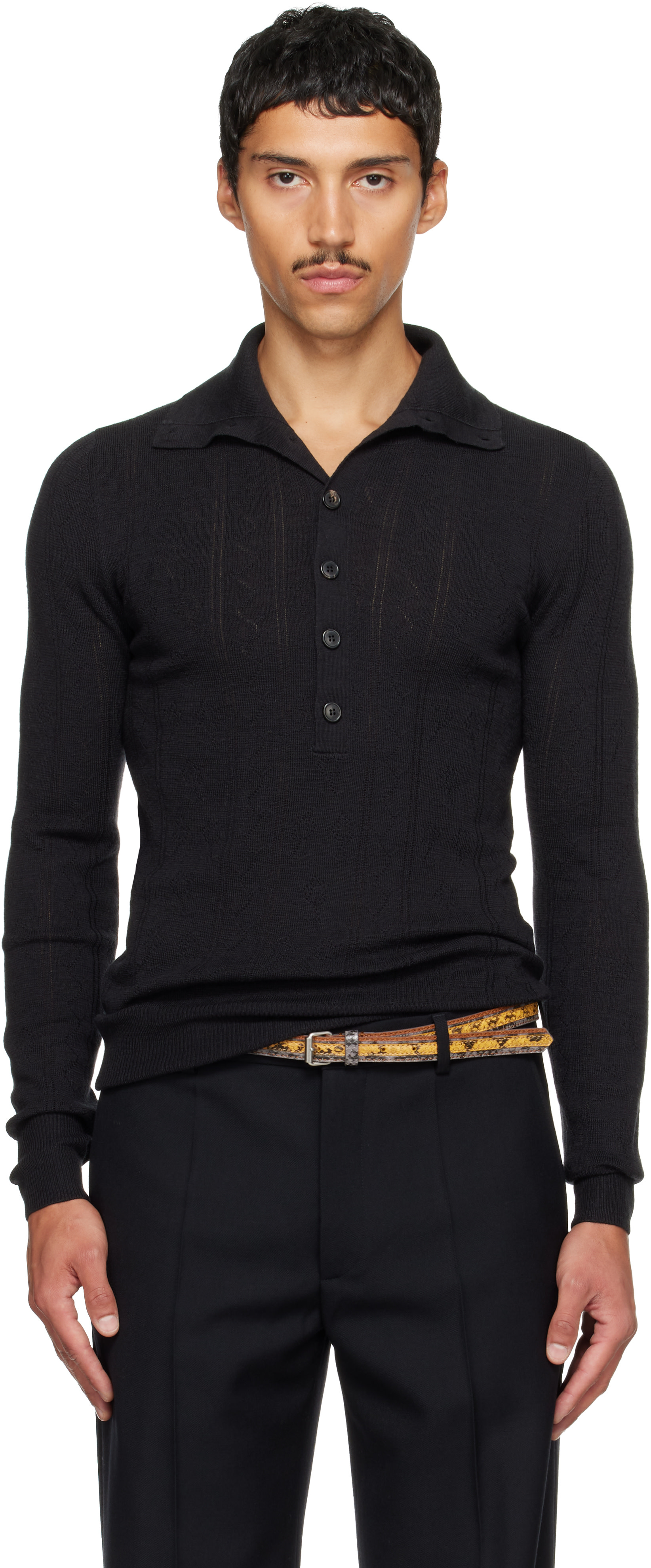 Dries Van Noten - Gray Pointelle Polo