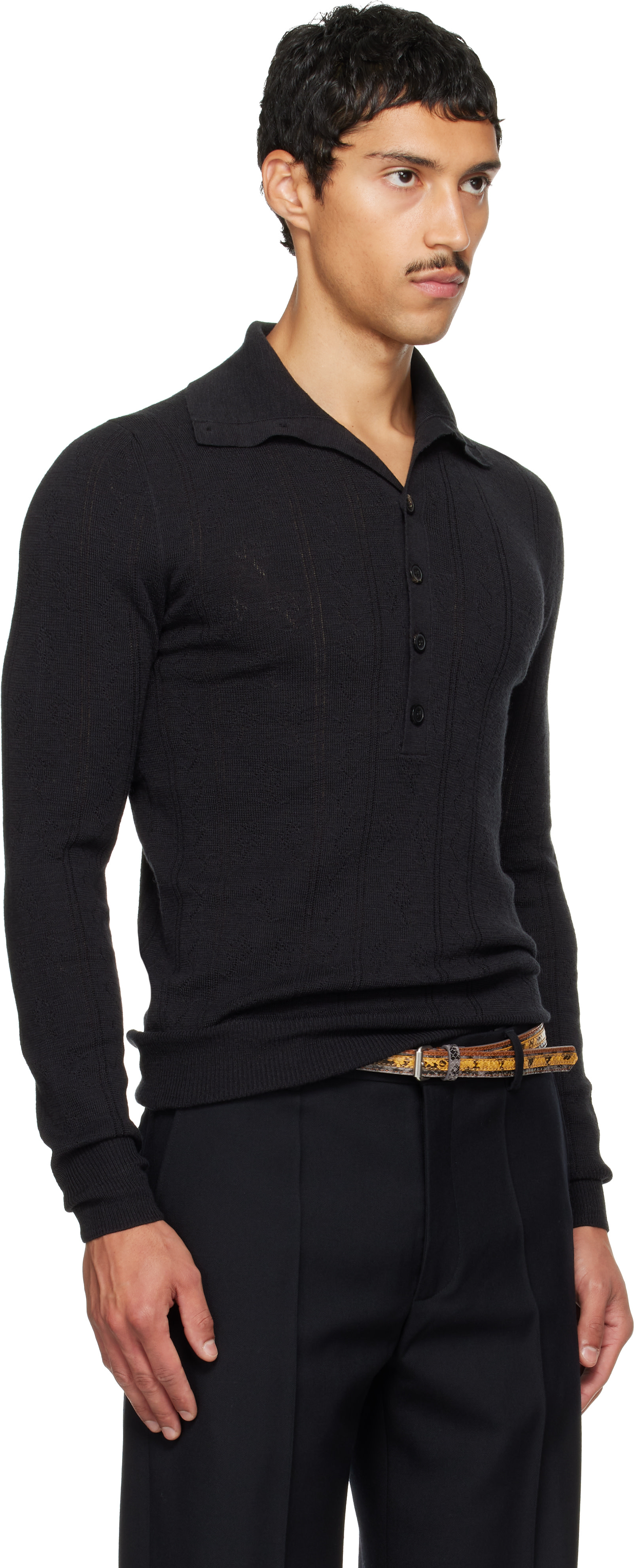 Dries Van Noten - Gray Pointelle Polo
