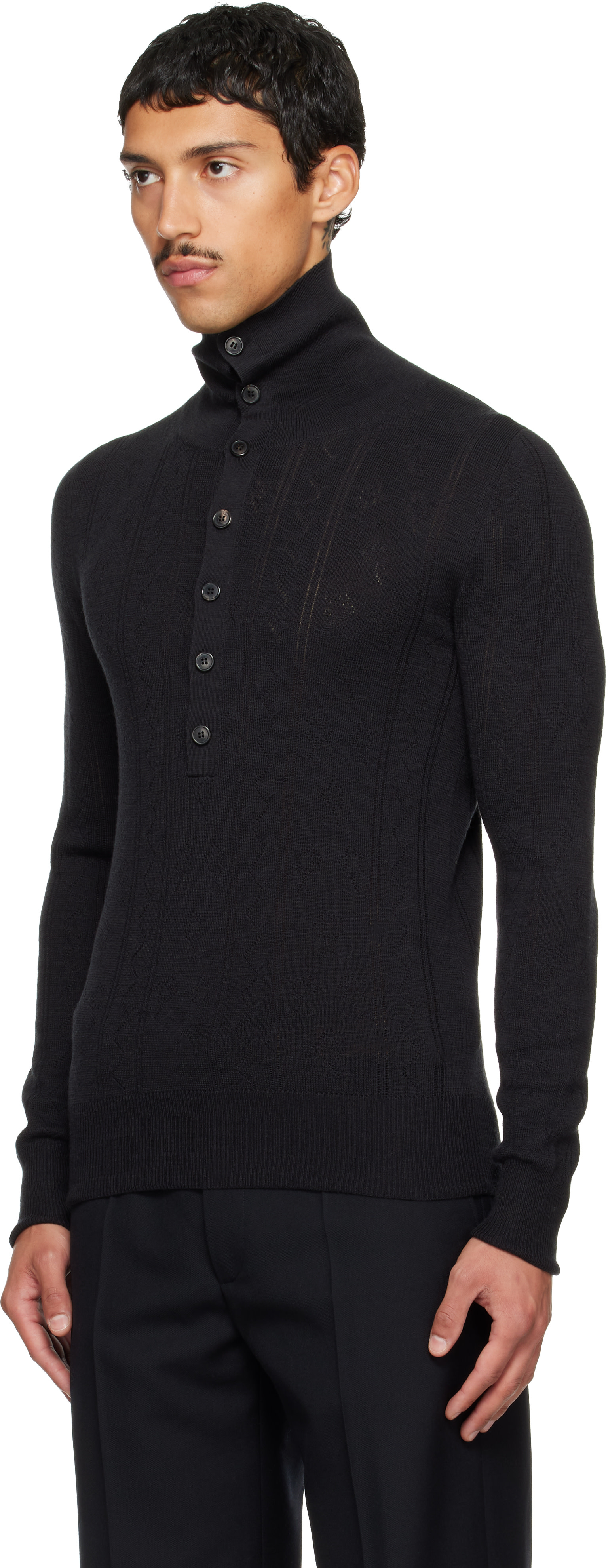 Dries Van Noten - Gray Pointelle Polo