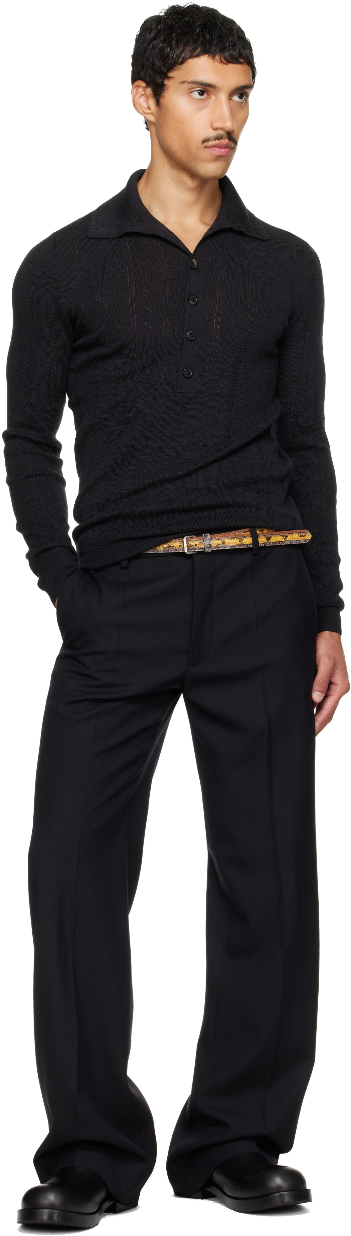 Dries Van Noten - Gray Pointelle Polo