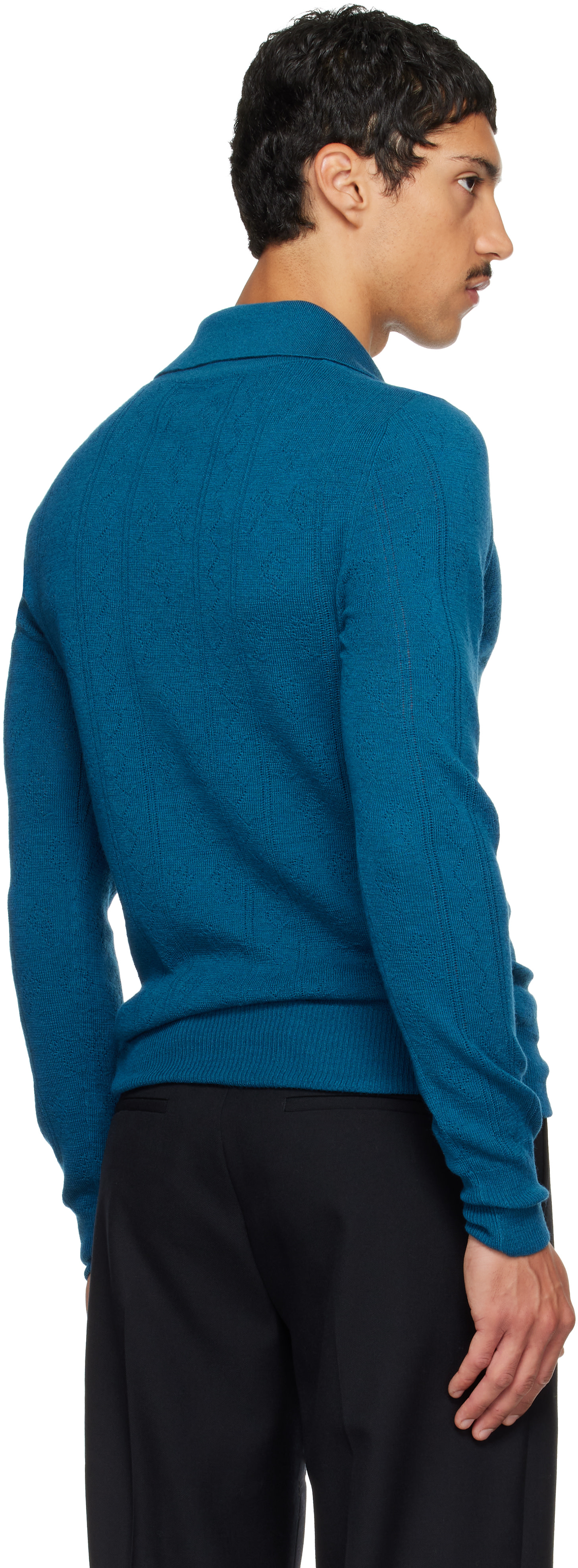 Dries Van Noten - Blue Pointelle Polo