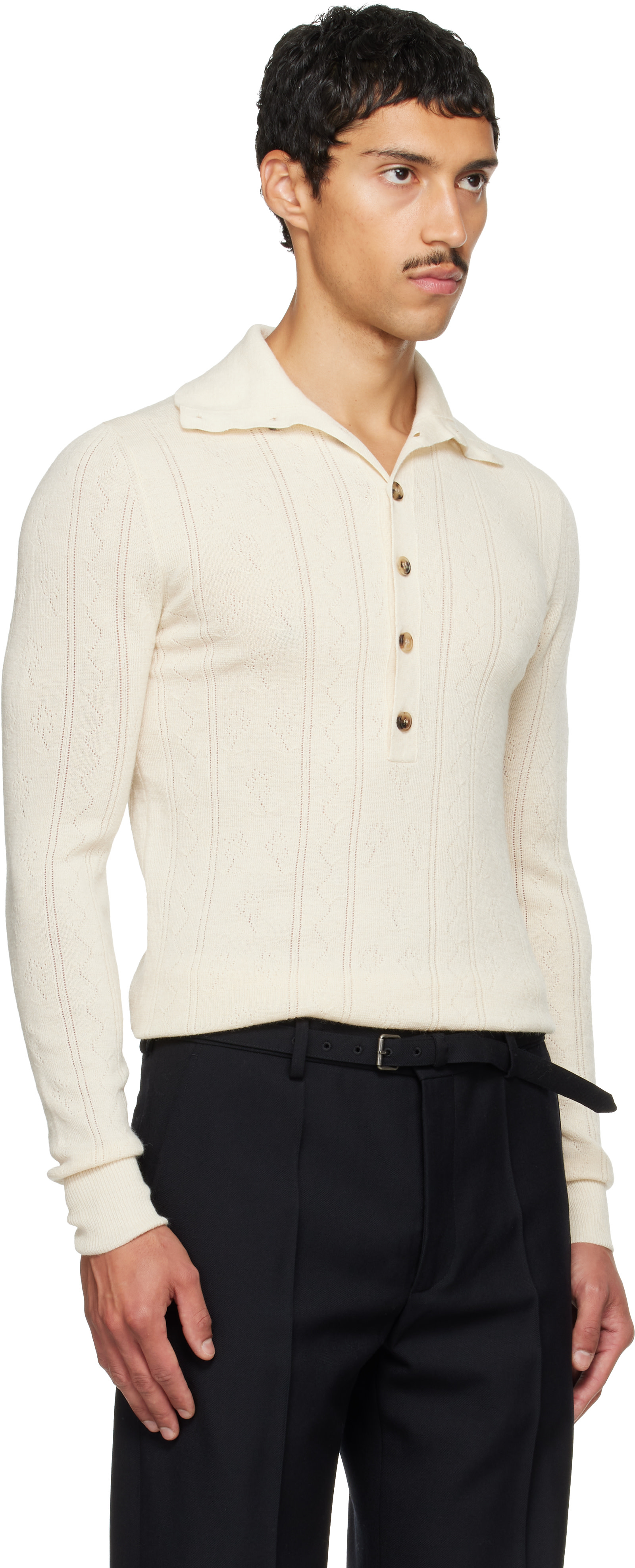 Dries Van Noten - Off-White Pointelle Polo