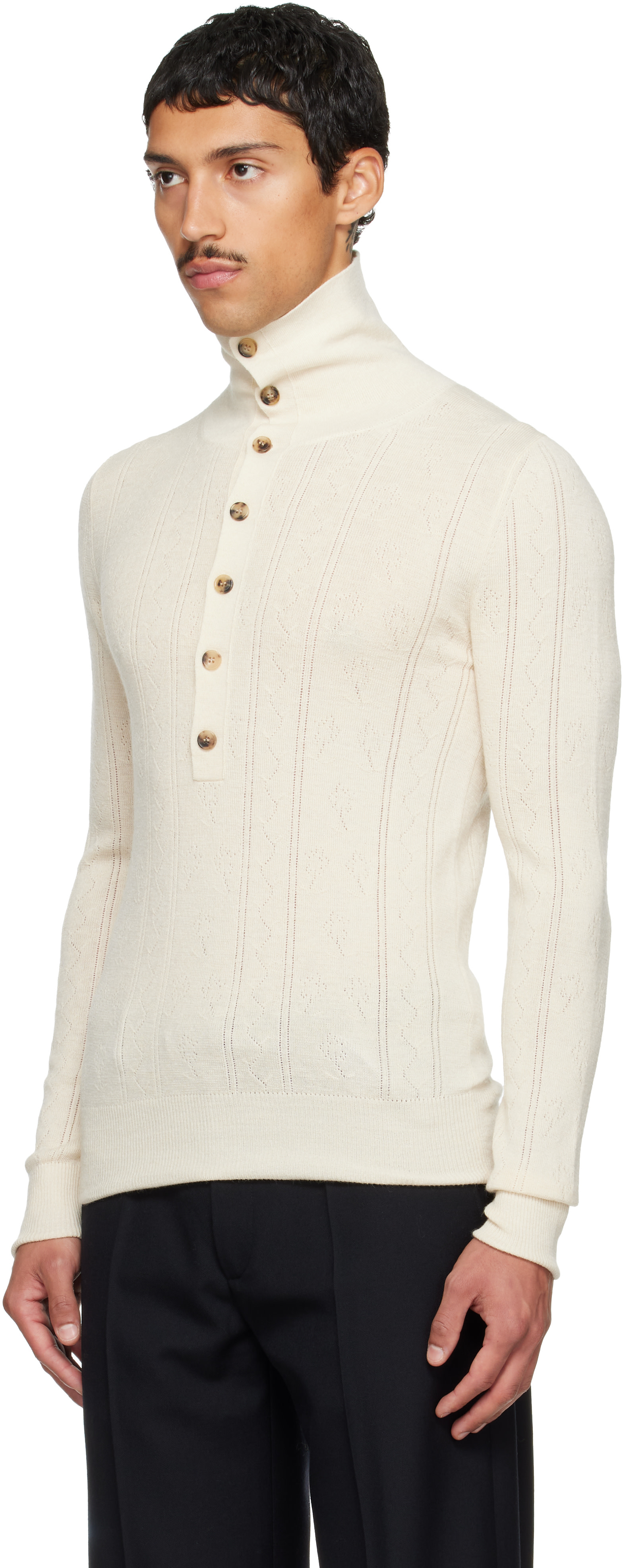 Dries Van Noten - Off-White Pointelle Polo