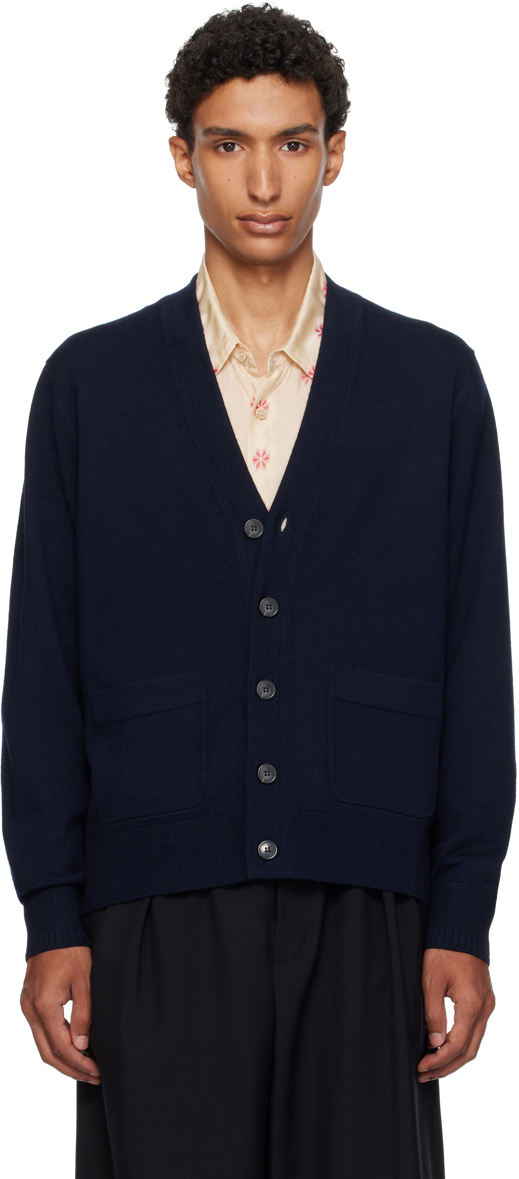 Dries Van Noten - Navy Wool Cardigan