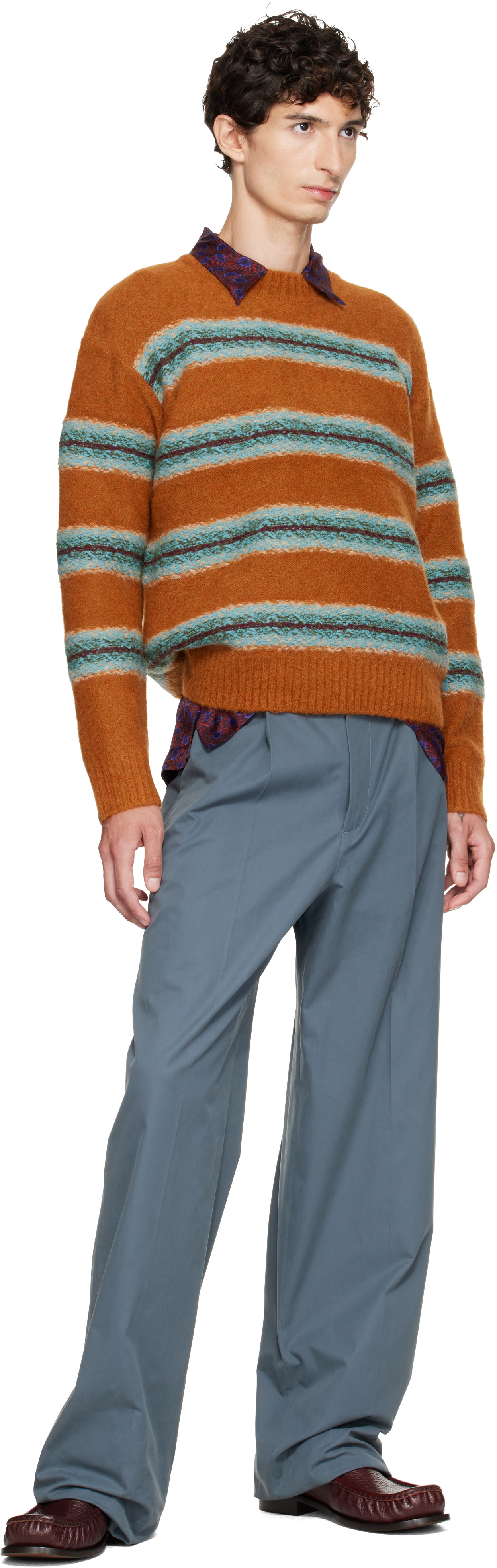 Dries Van Noten - 오렌지 자카드 울 스웨터