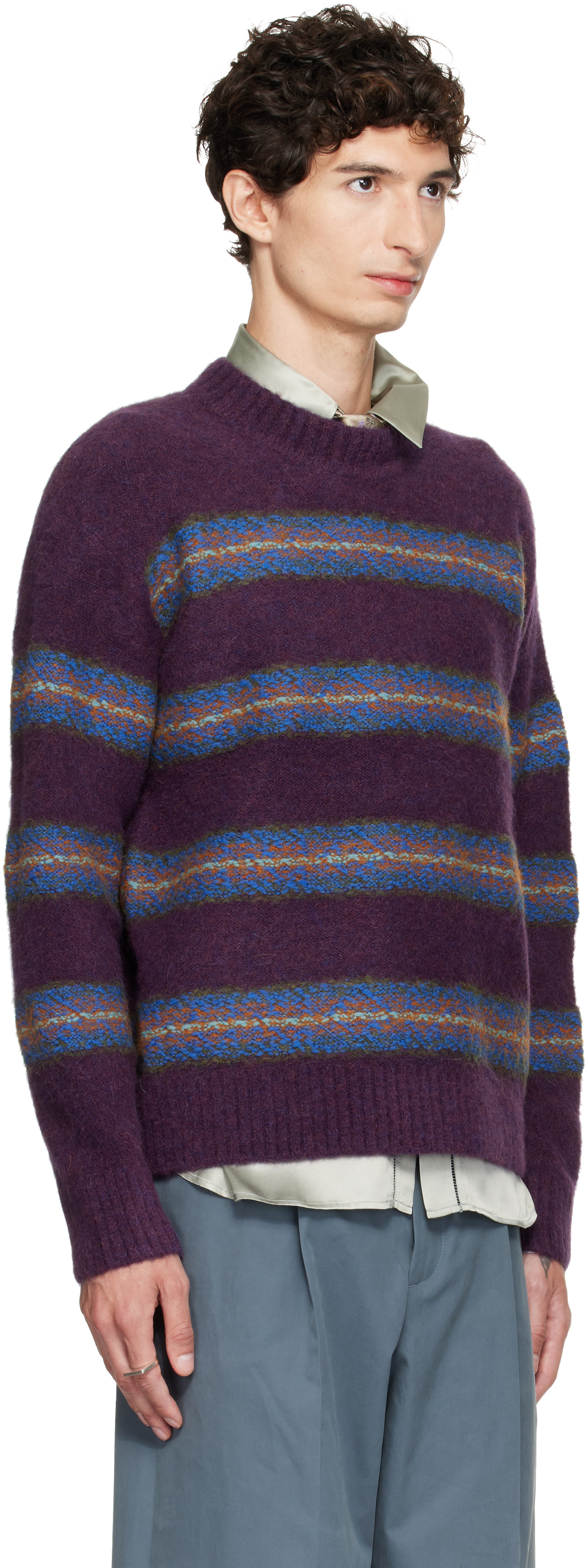 Dries Van Noten - 퍼플 자카드 울 스웨터