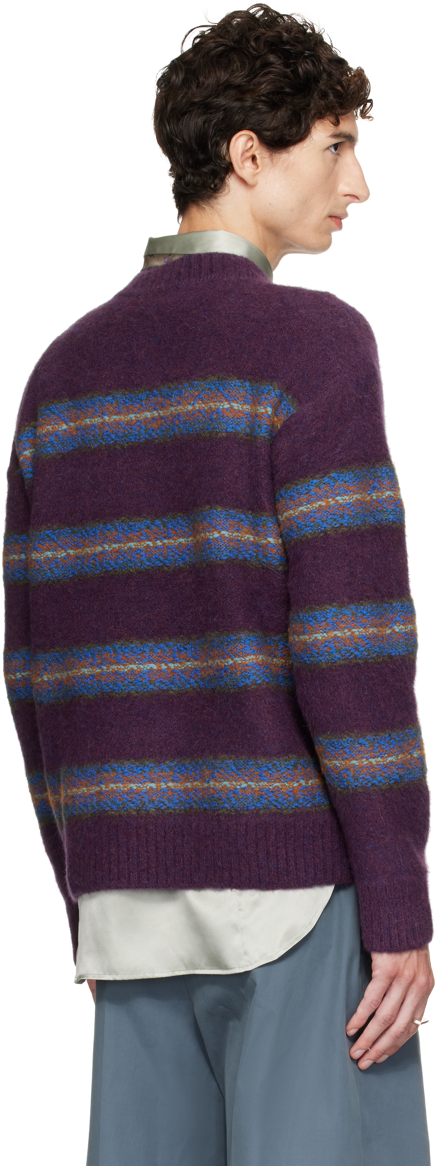 Dries Van Noten - 퍼플 자카드 울 스웨터