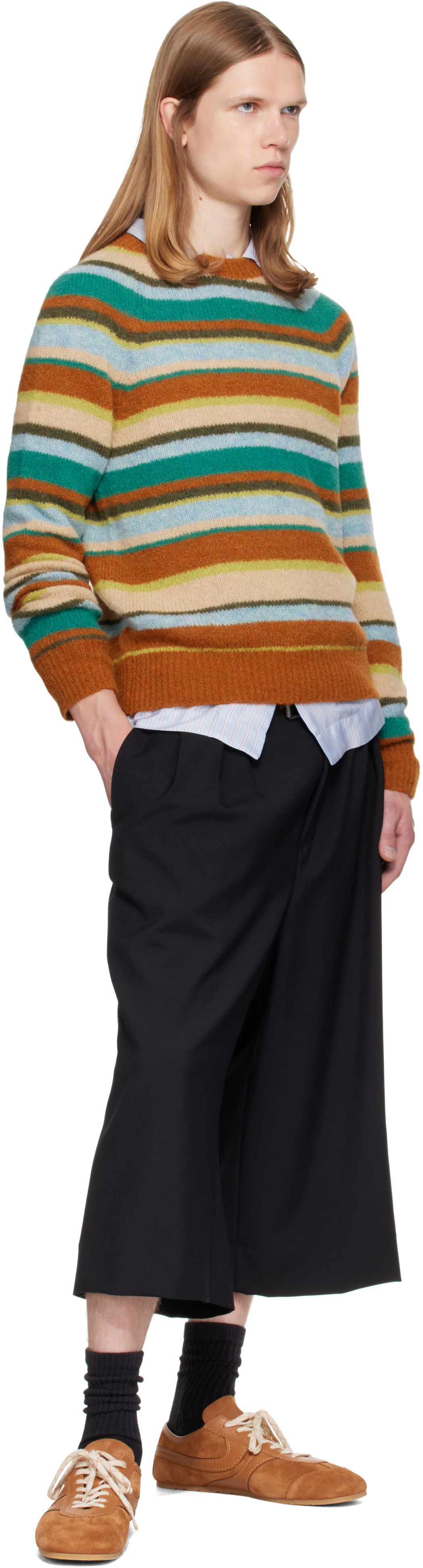 Dries Van Noten: Multicolor Striped Alpaca Knit Sweater | SSENSE