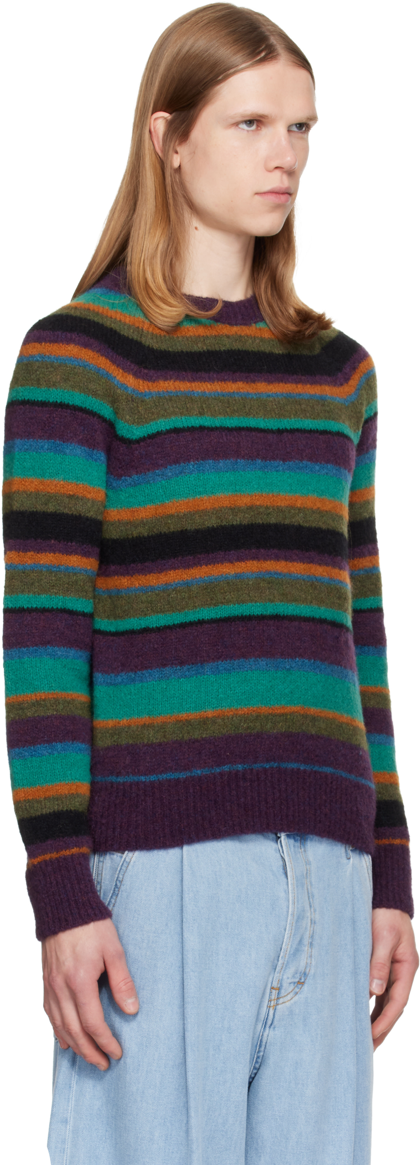 Dries Van Noten: Multicolor Striped Alpaca Knit Sweater | SSENSE