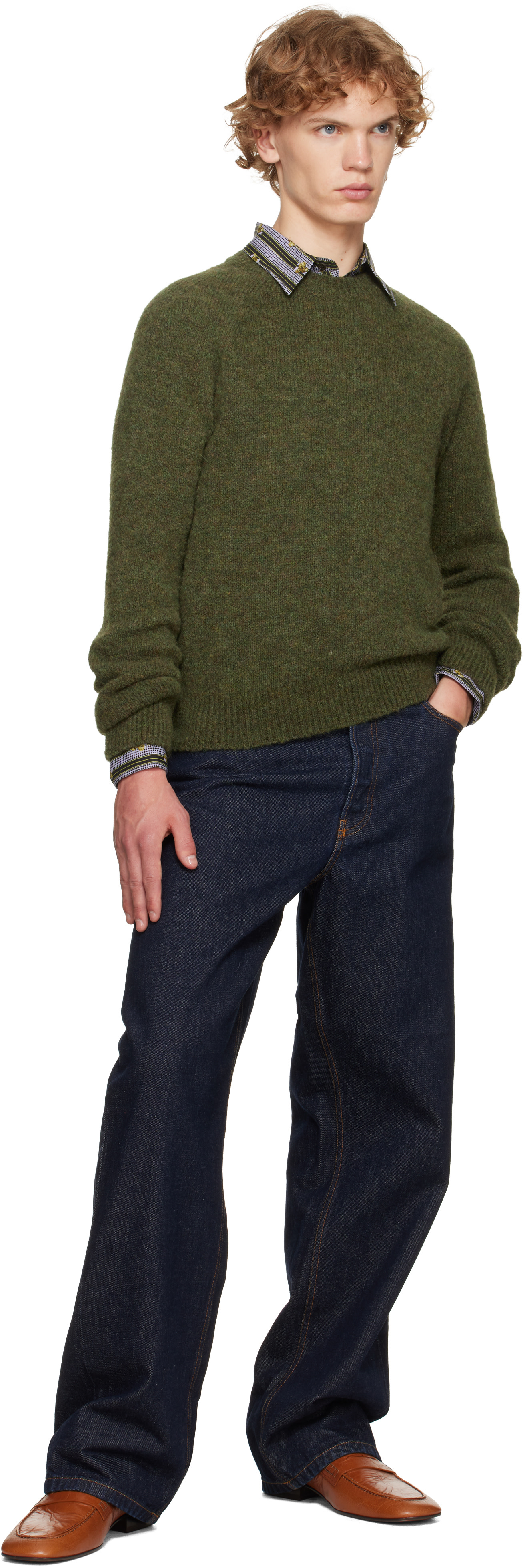 Dries Van Noten - Pull vert en alpaga