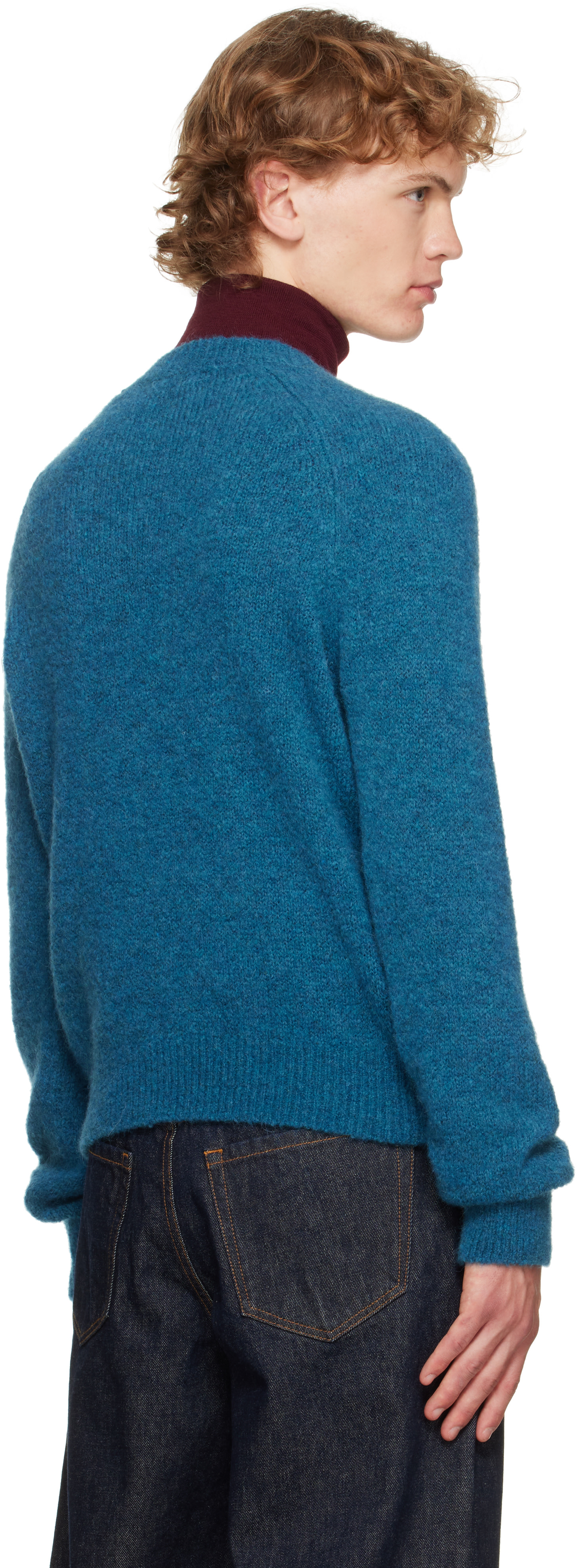 Dries Van Noten - Pull bleu en alpaga