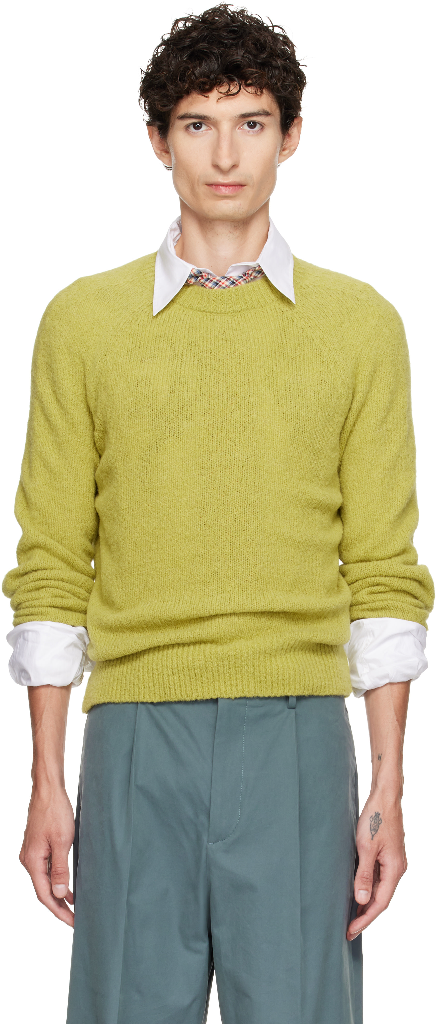 Dries Van Noten: Green Alpaca Sweater | SSENSE