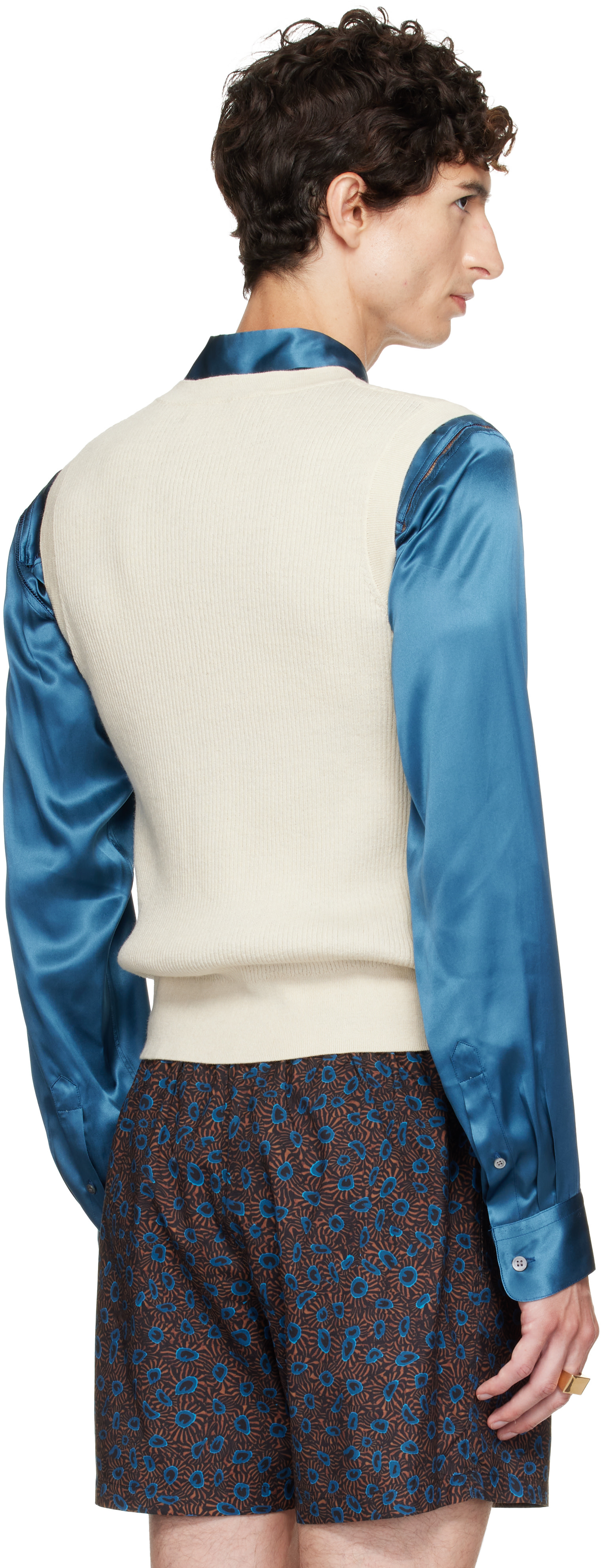 j*m様 Dries Van Noten 15SS ジャカードベスト Dries Van Noten: オフホワイト ジャカード ウール ニットベスト