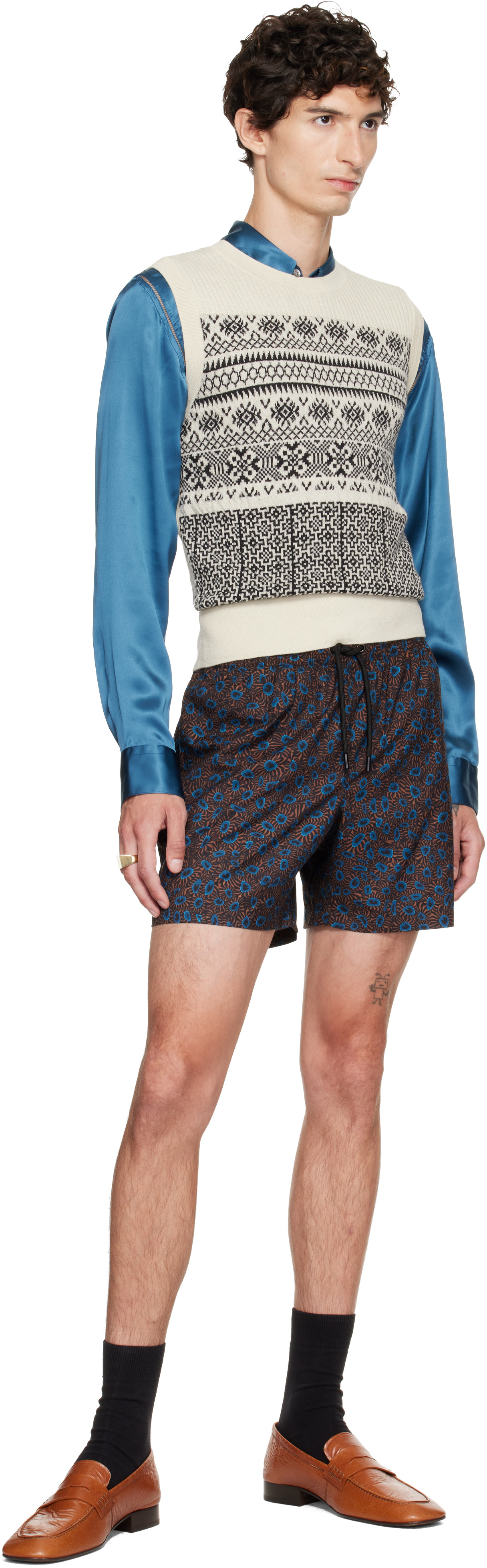 Dries Van Noten: オフホワイト ジャカード ウール ニットベスト